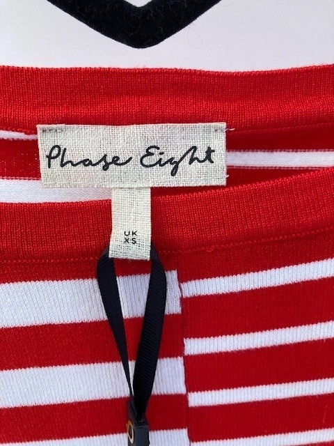 New Phase Eight Sukie red and white striped knit jumper top XS 8 – 10