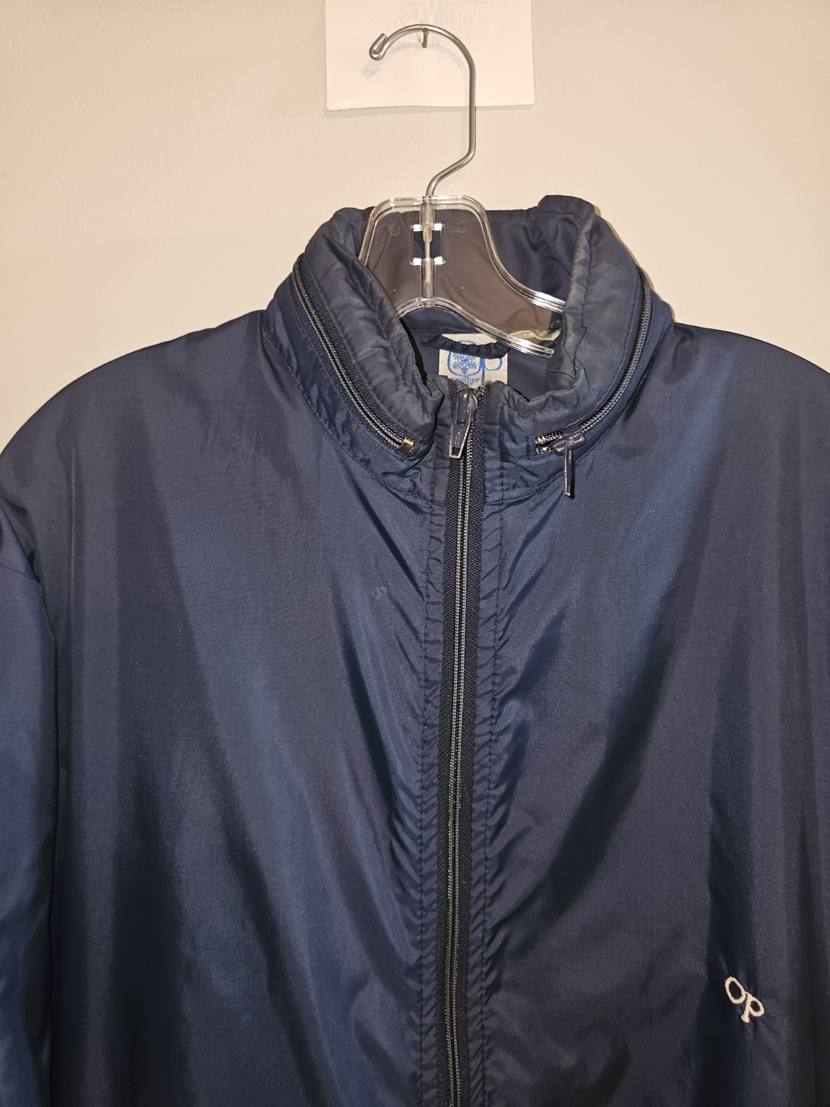Vintage Ocean Pacific Xl Mens Blue Embroidered Logo Jacket Windbreaker