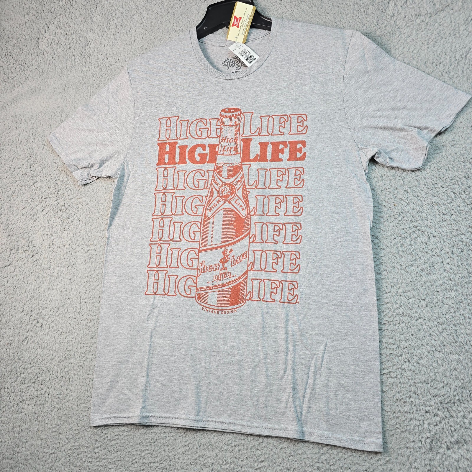 Miller High Life Beer Shirt Mens Medium Gray Brew Vintage Label Draft Biker NWT