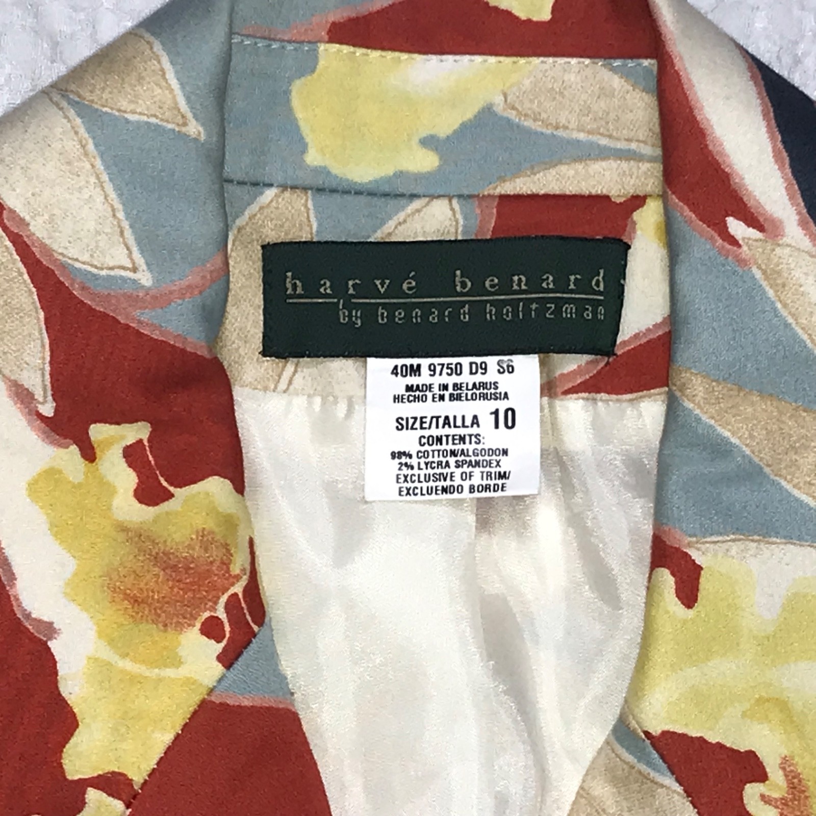 Harve Benard Womens Sz 10 Bight Spring Floral Print Cotton Stretch Blazer