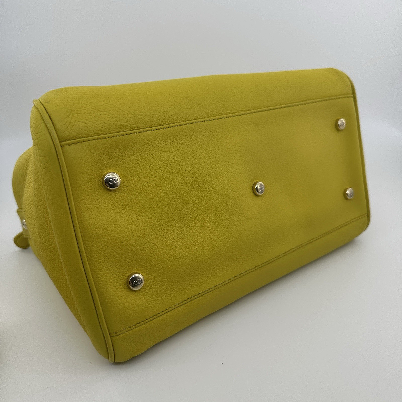 Dior Leather Top Handle & Shoulder Bag Lemon yellow leather.