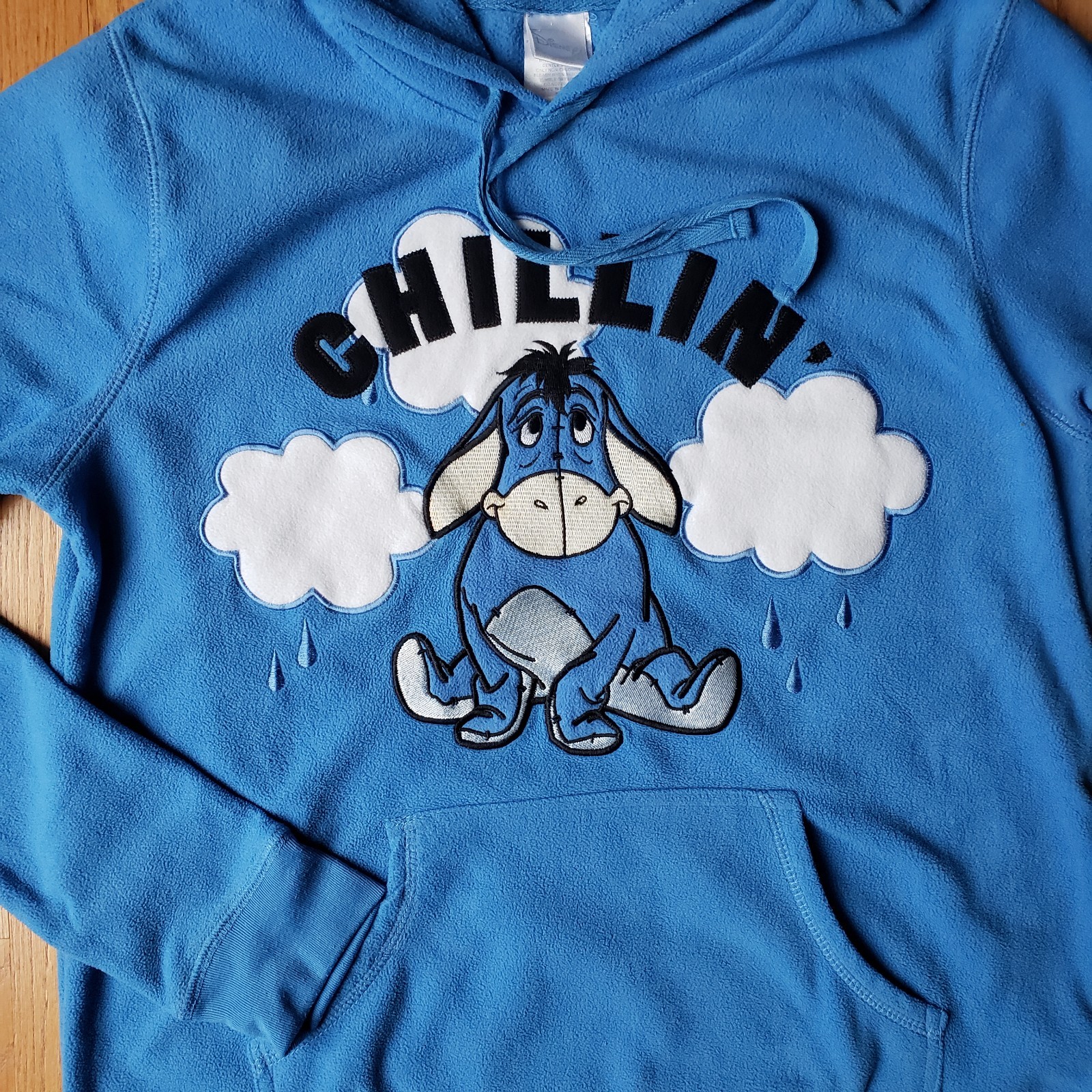 Disney Eeyore Chillin Hoodie Pullover Sweatshirt Blue Fleece Youth XL