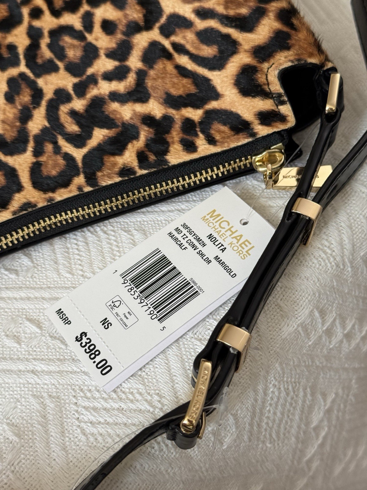 MICHAEL MICHAEL KORS Nolita Medium Leopard Print Calf Hair Shoulder Bag