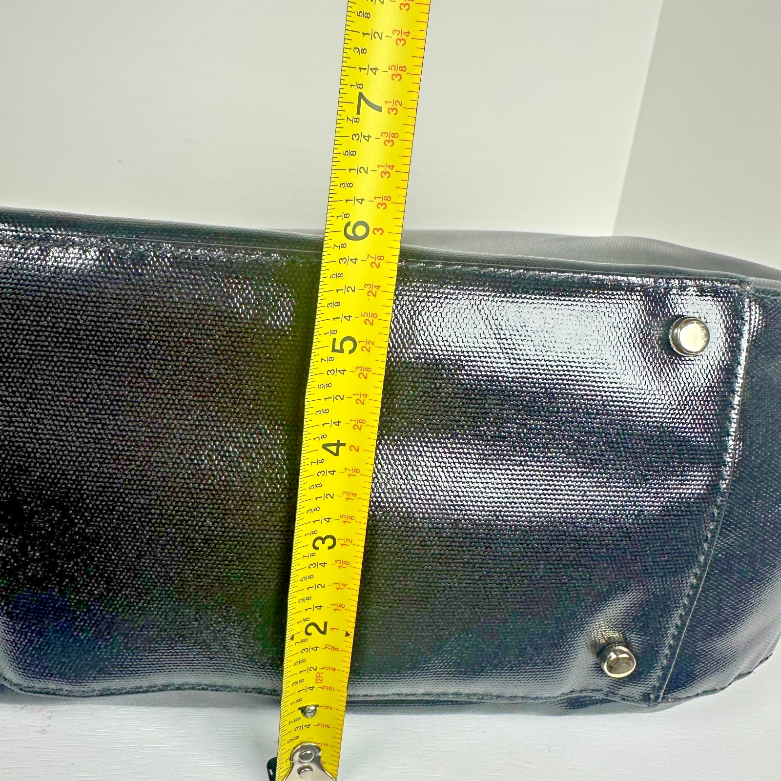 KATE SPADE FULTON TREESH STREET HANDBAG BLACK COATED CANVAS AND LEATHER SATCHEL