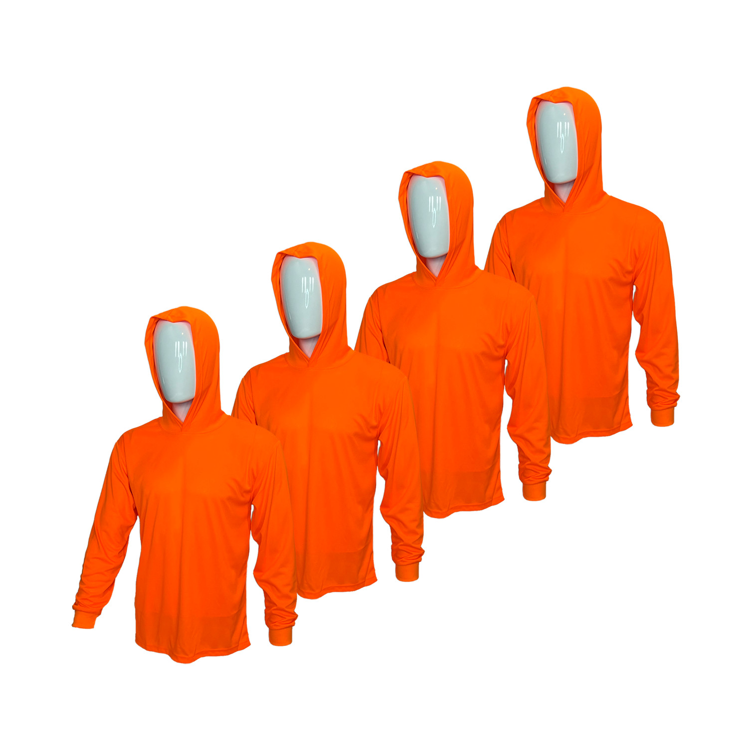 4 PACK – Hi Visibility ultra light weight Long sleeve hoodie / polyester birdeye