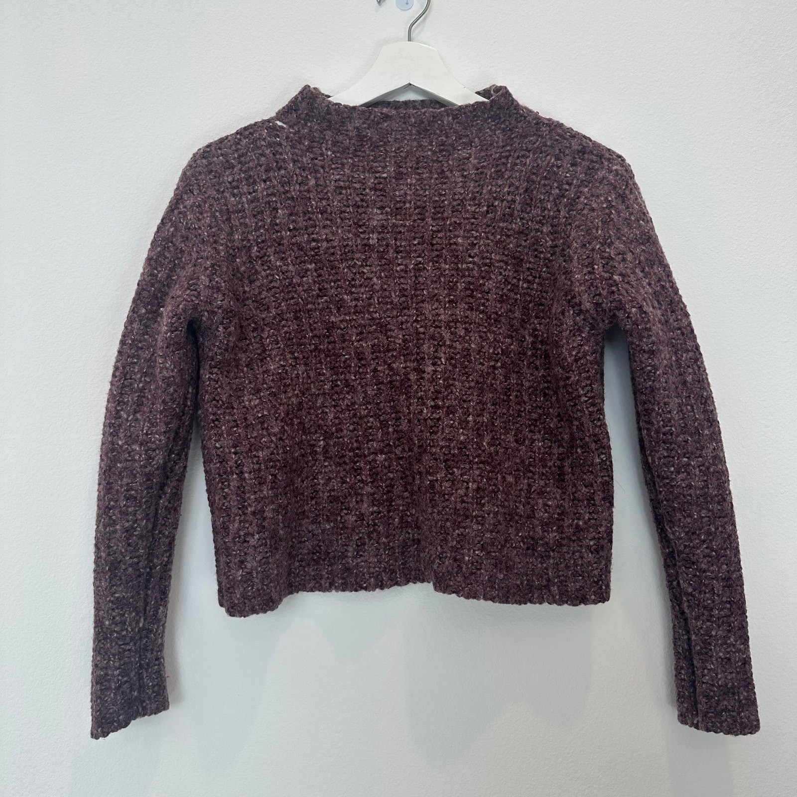 Vintage wool blend burgundy purple mock neck knit sweater large