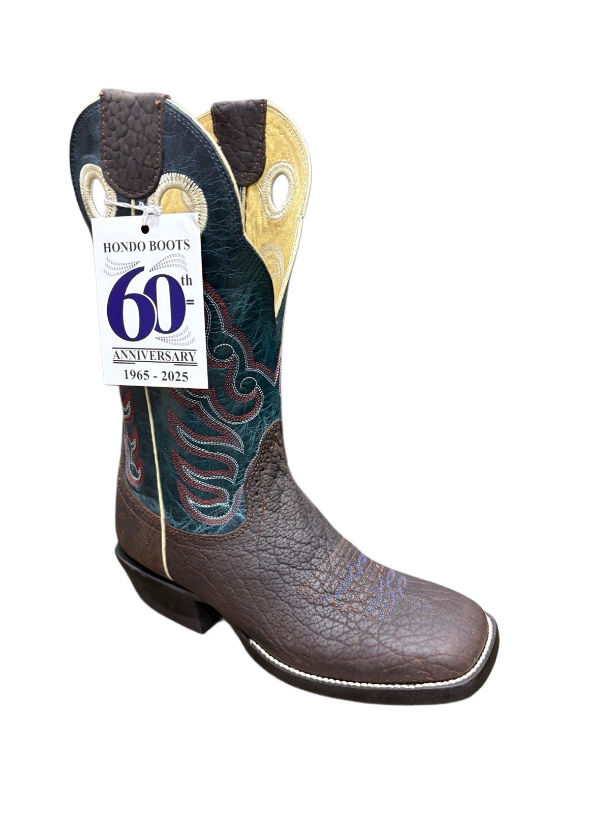 Hondo 2510 Brown Oiled Bullhide Navy Tops Cowboy Boots