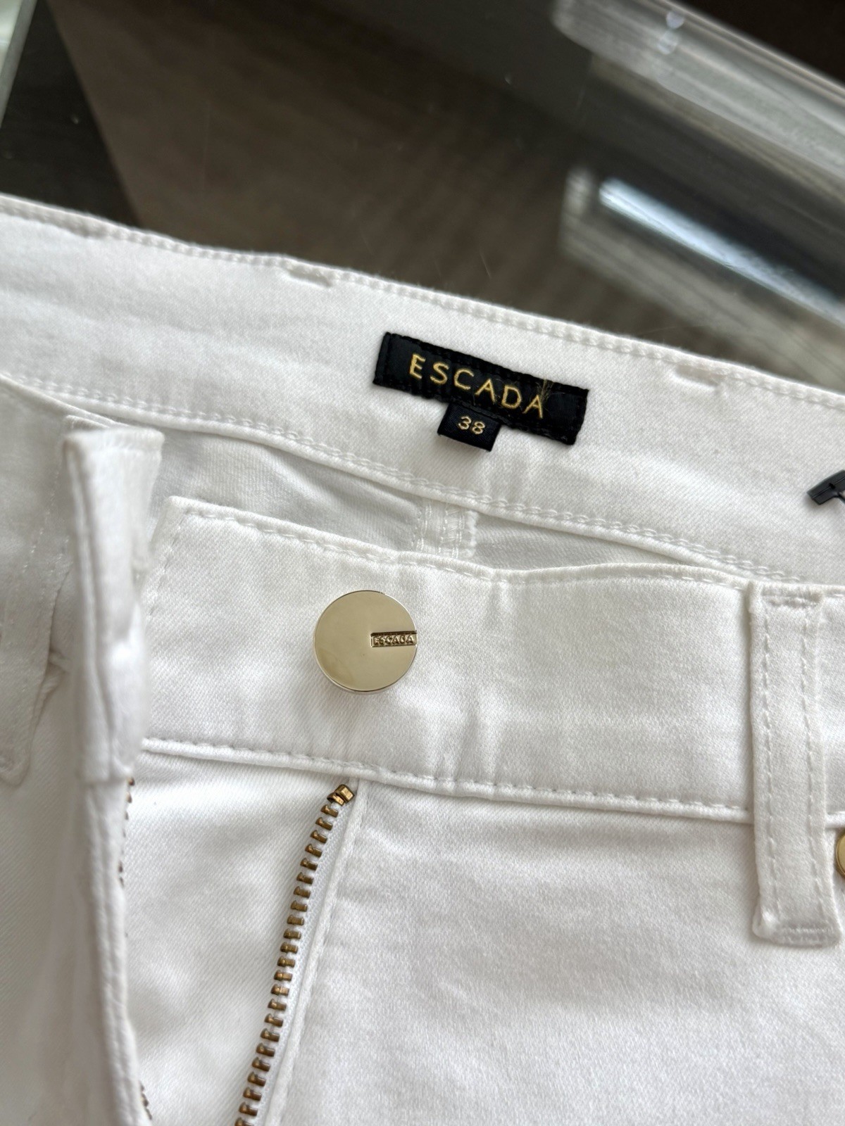 ESCADA White Straight Leg Jeans Stretch Designer Denim