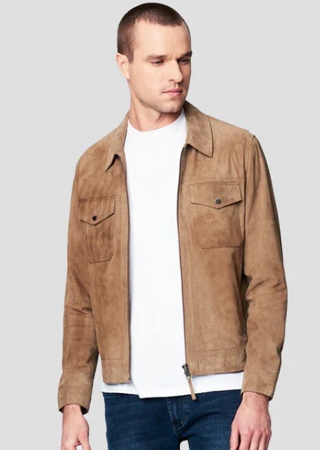 New BlankNYC Win or Lose Suede Trucker Jacket Mens S Tan Leather Zip Blank NYC