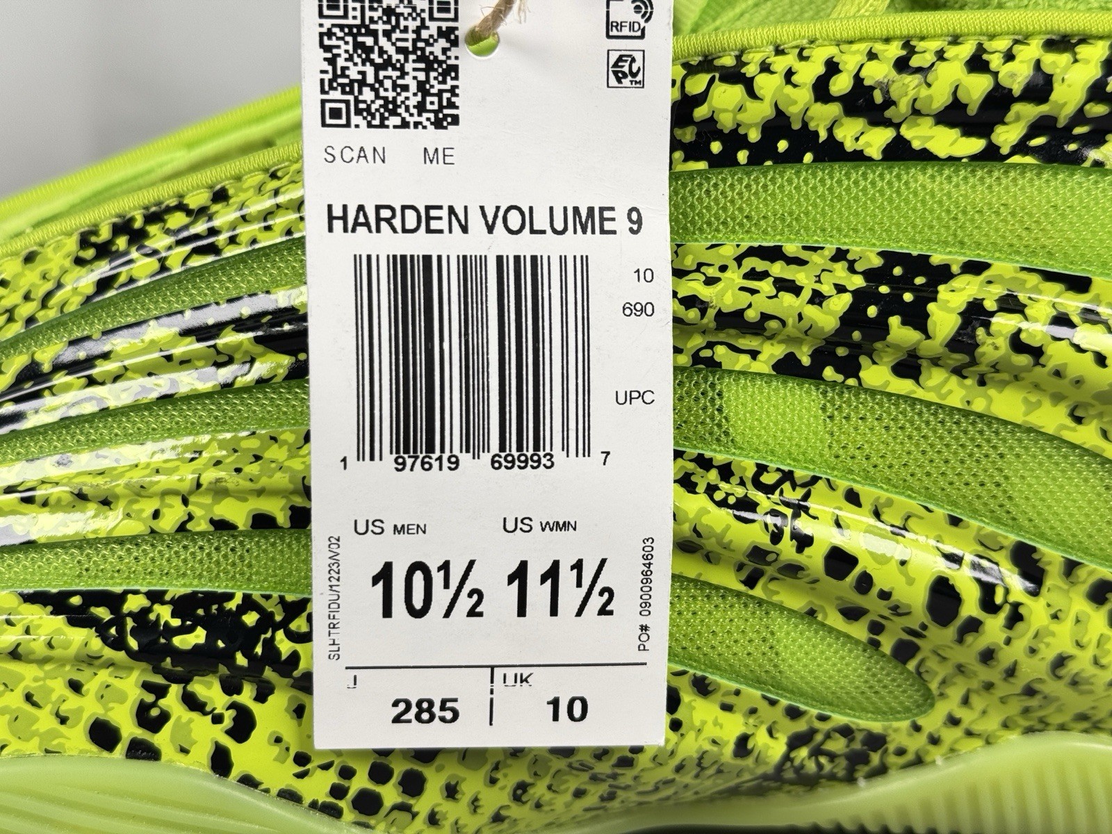 Adidas Harden Volume 9 “Solar Slime” Snakeskin | JR8289 RARE Mens SIZE 10,5