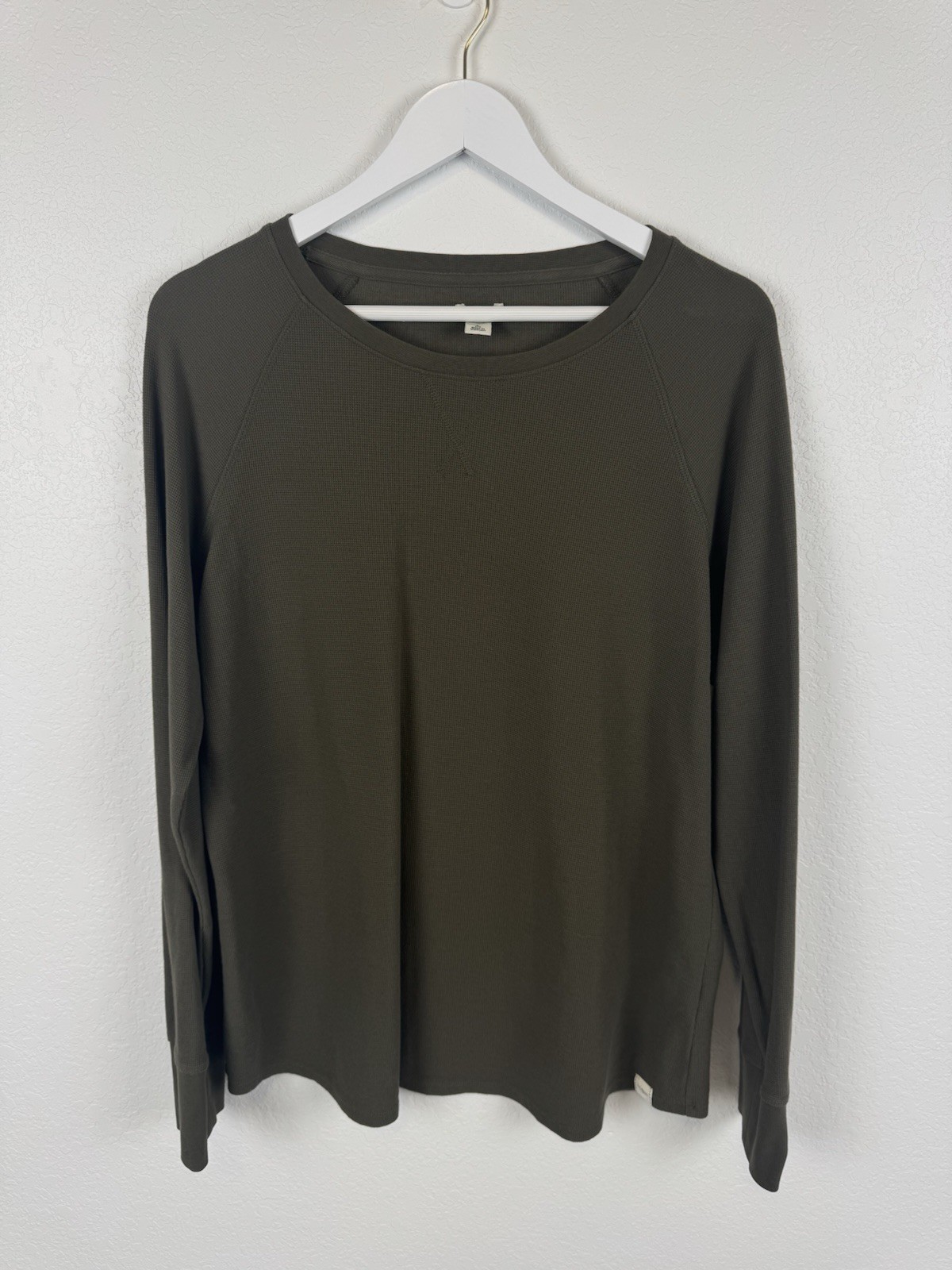 L.L. Bean Olive Green Crew Neck Thermal Pullover Tee Long Sleeves Base Layer L