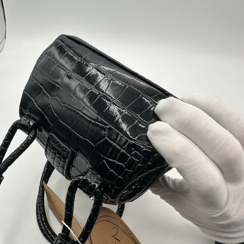 Vivienne Westwood Mini Croc Embossed Bag Black Handbag