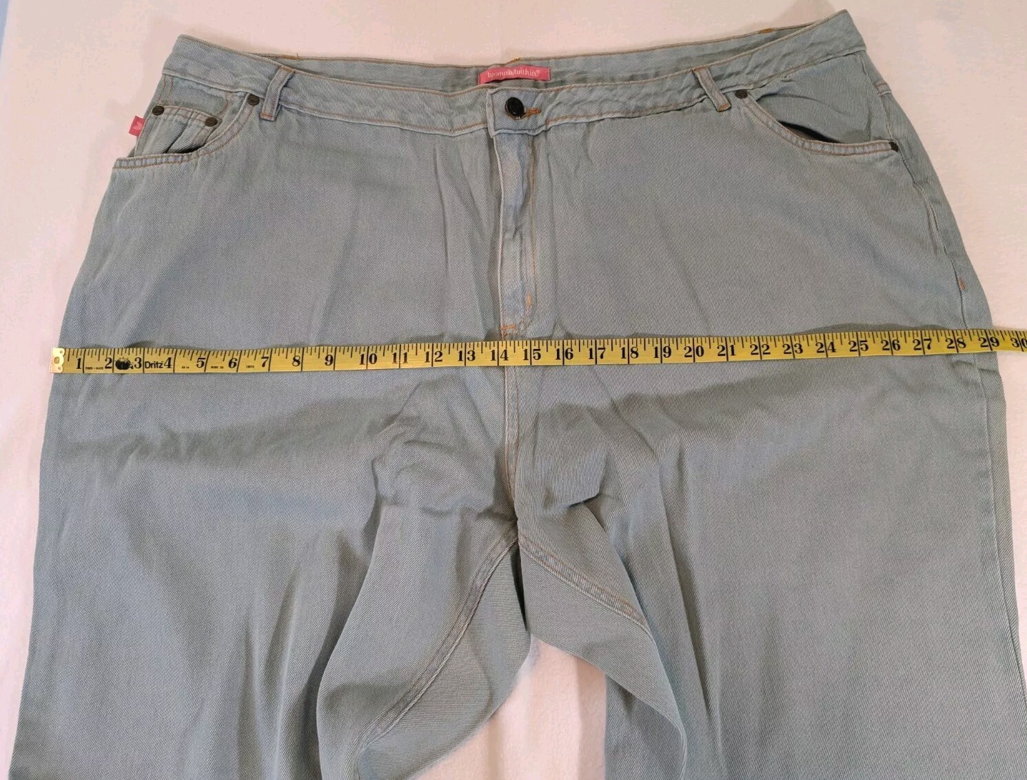 Woman Within Wide Leg Jeans 28W Light Blue Five Pocket Cuff Width 11 Inches NEW