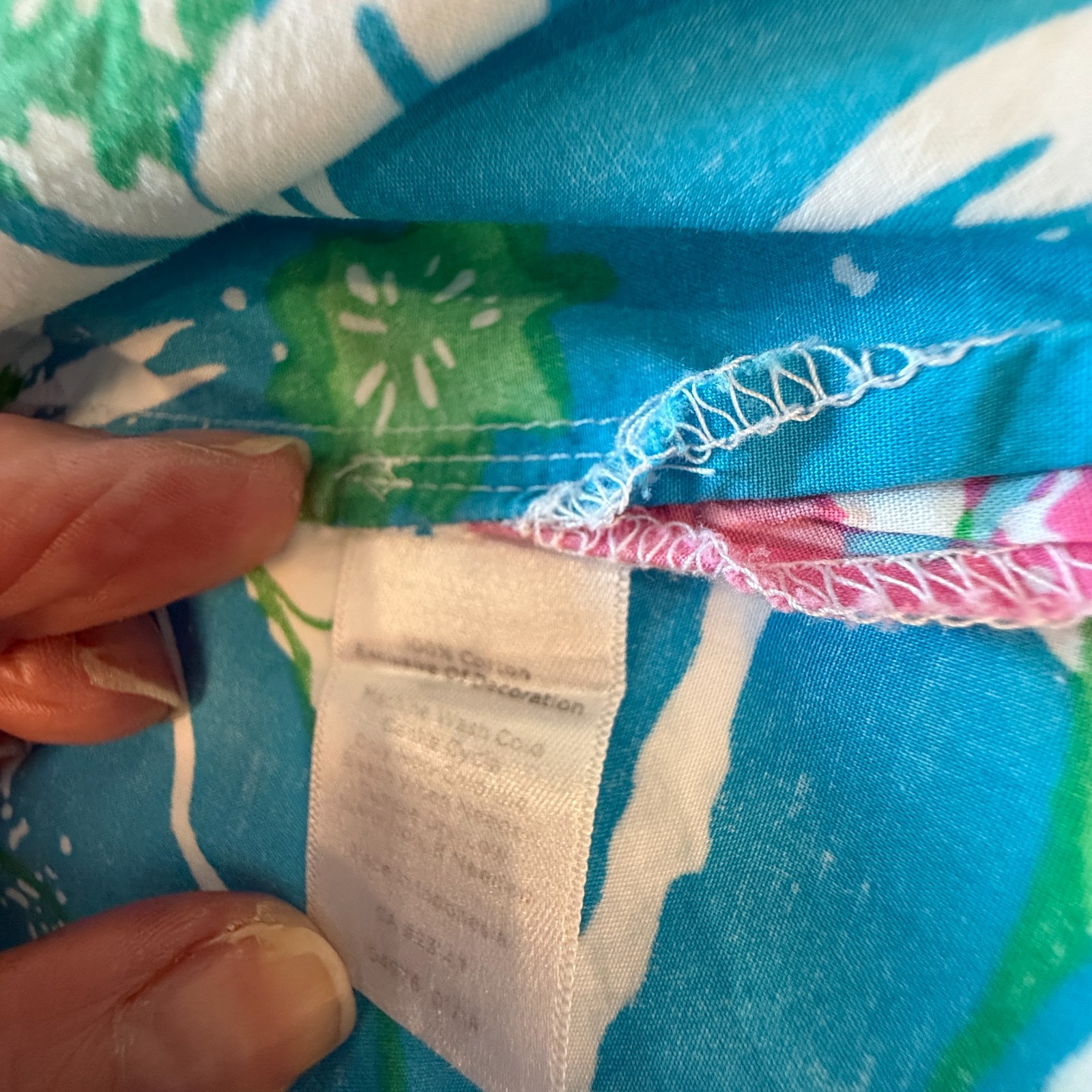 Talbots PETITES Bright Multicolor Blouse w/Lace 3/4″ Sleeves 1Xp Preown (A17-13)