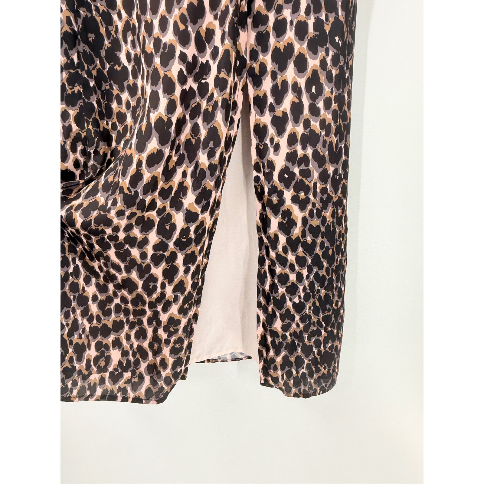 PAIGE Delfina Leopard Print Midi Slip Skirt Womens Sz 10 chic office feminine