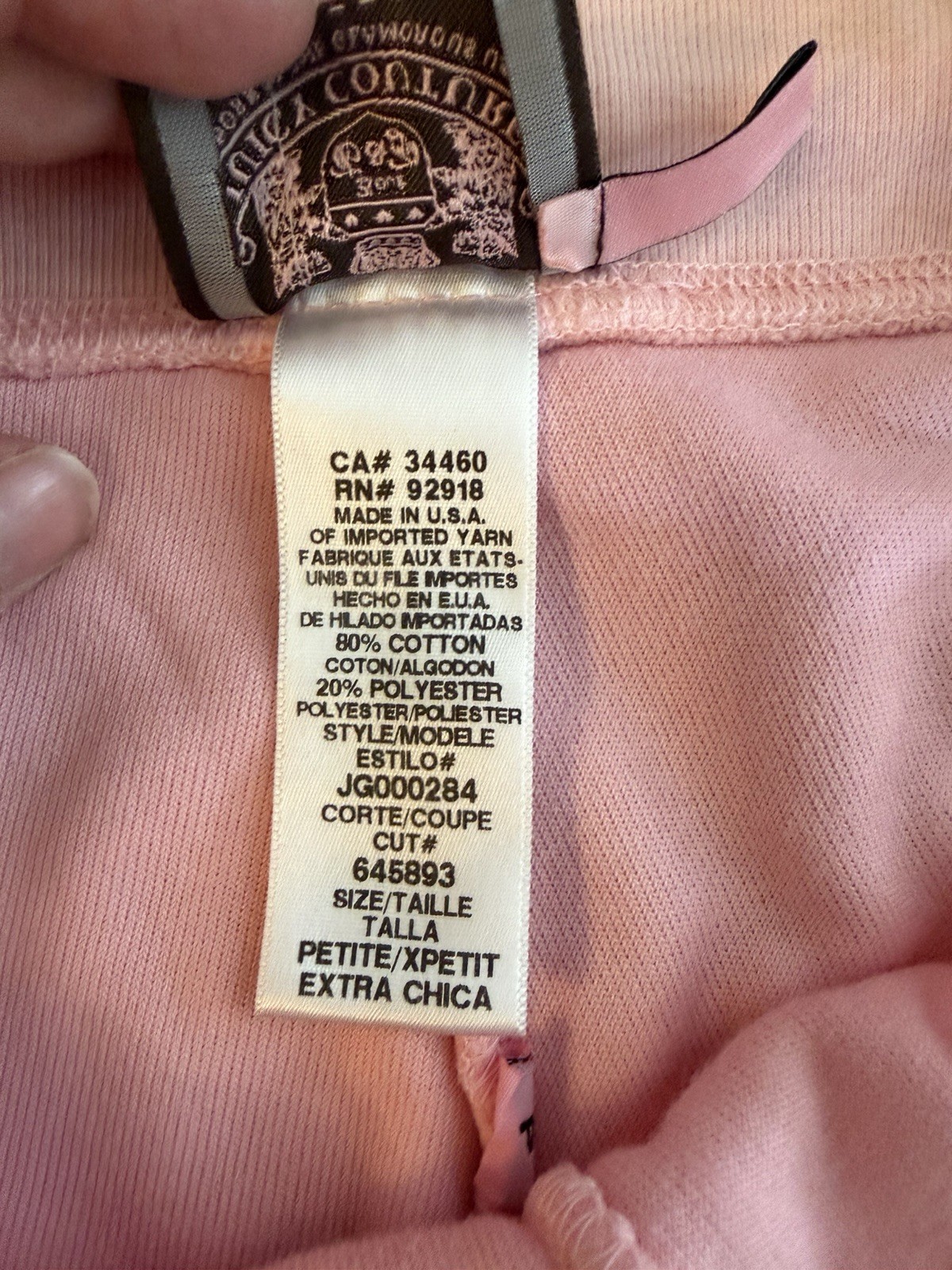 Vintage Juicy Couture Pink Terry Cloth Track Pants Y2K Made In USA Petite XS