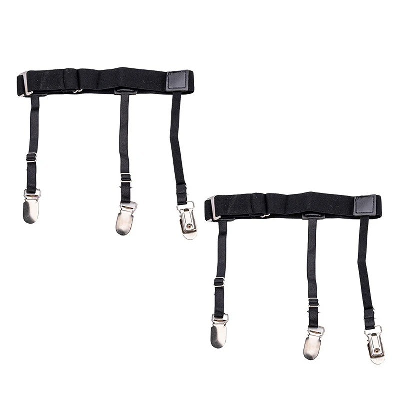 2PCS Men Hidden Shirt Stays Holder Garters Belt Non Slip Elastic Locking Clamps