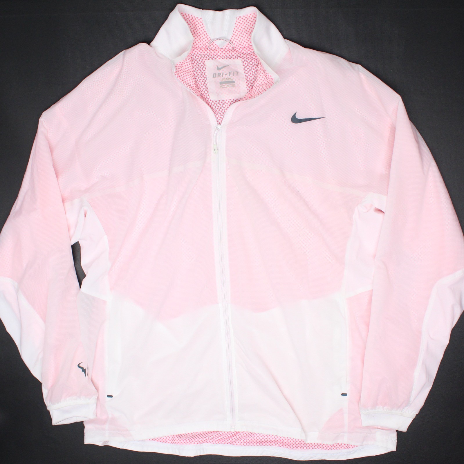 Nike Premier Rafa Tennis Jacket Mens XXL White Pink Zip Front Dri Fit 546525-100