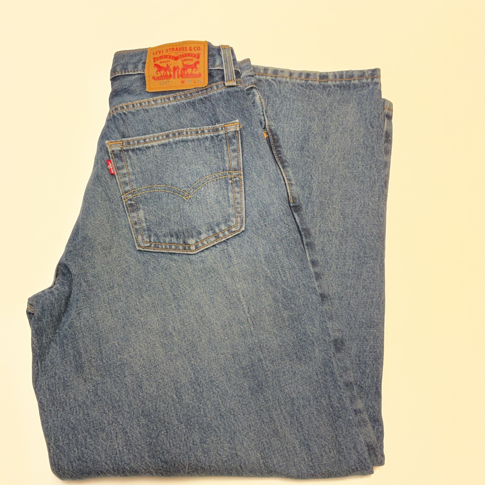 Levi ‘s Premium Men’s 578 Baggy Thru out Denim Jeans Sz. 29-30Wx32L Gray See Des