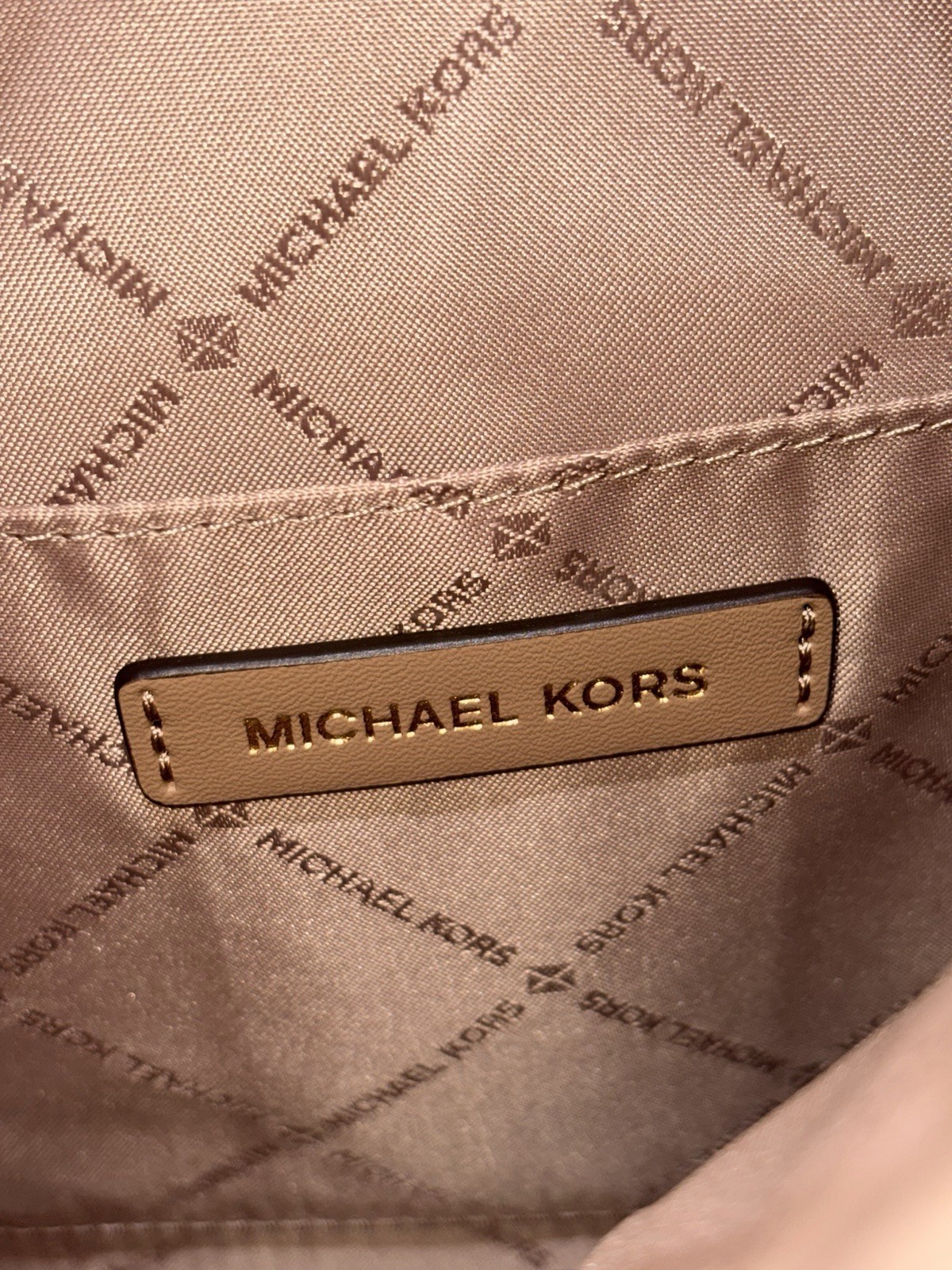MICHAEL KORS NAYLA MEDIUM ZIP MESSENGER CROSSBODY BAG TOTE MK CAMEL SUEDE GOLD