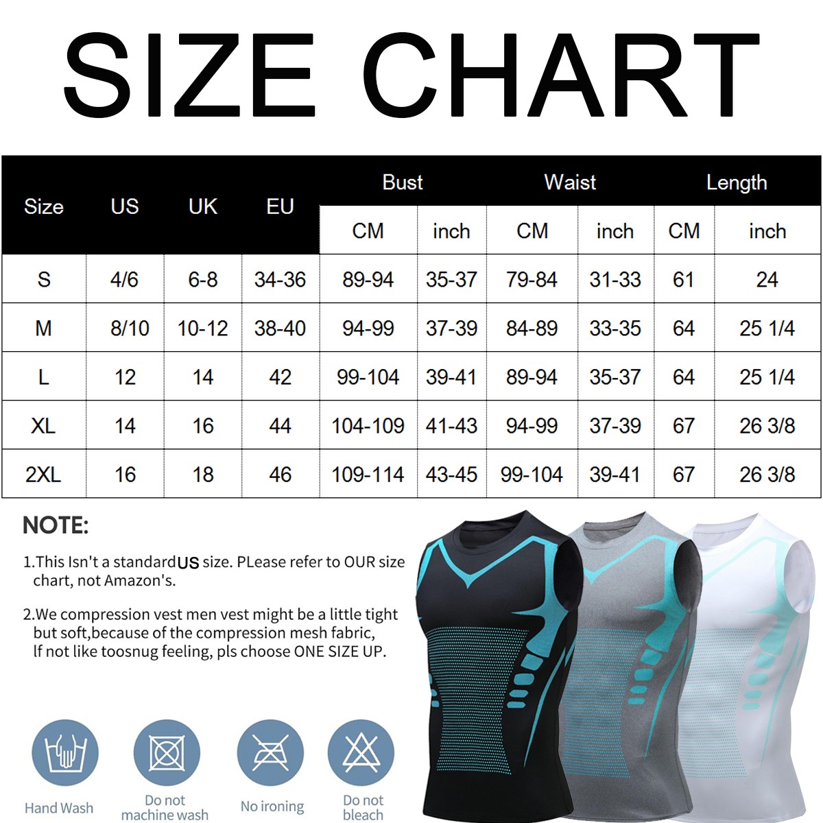 Men Compression Shirt Version Ionic Shaping Sleeveless Vest Sport Tank Top S~2XL