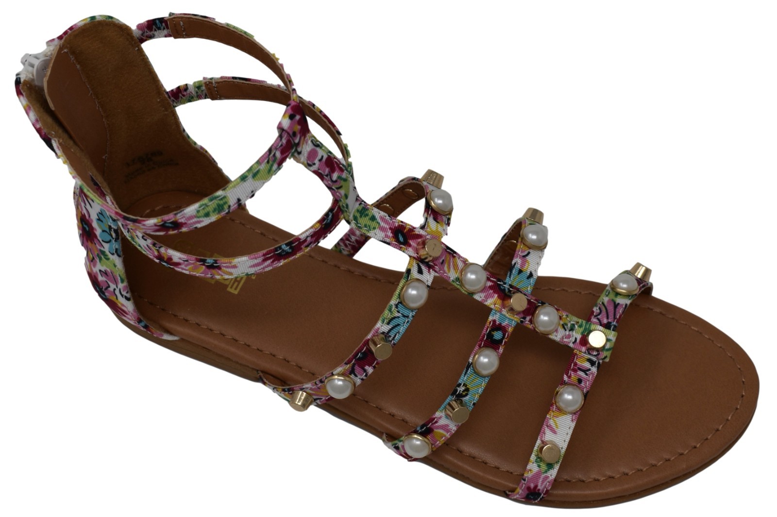 Brash Girls’ Electra Floral Pearl Gladiator Sandal – 5