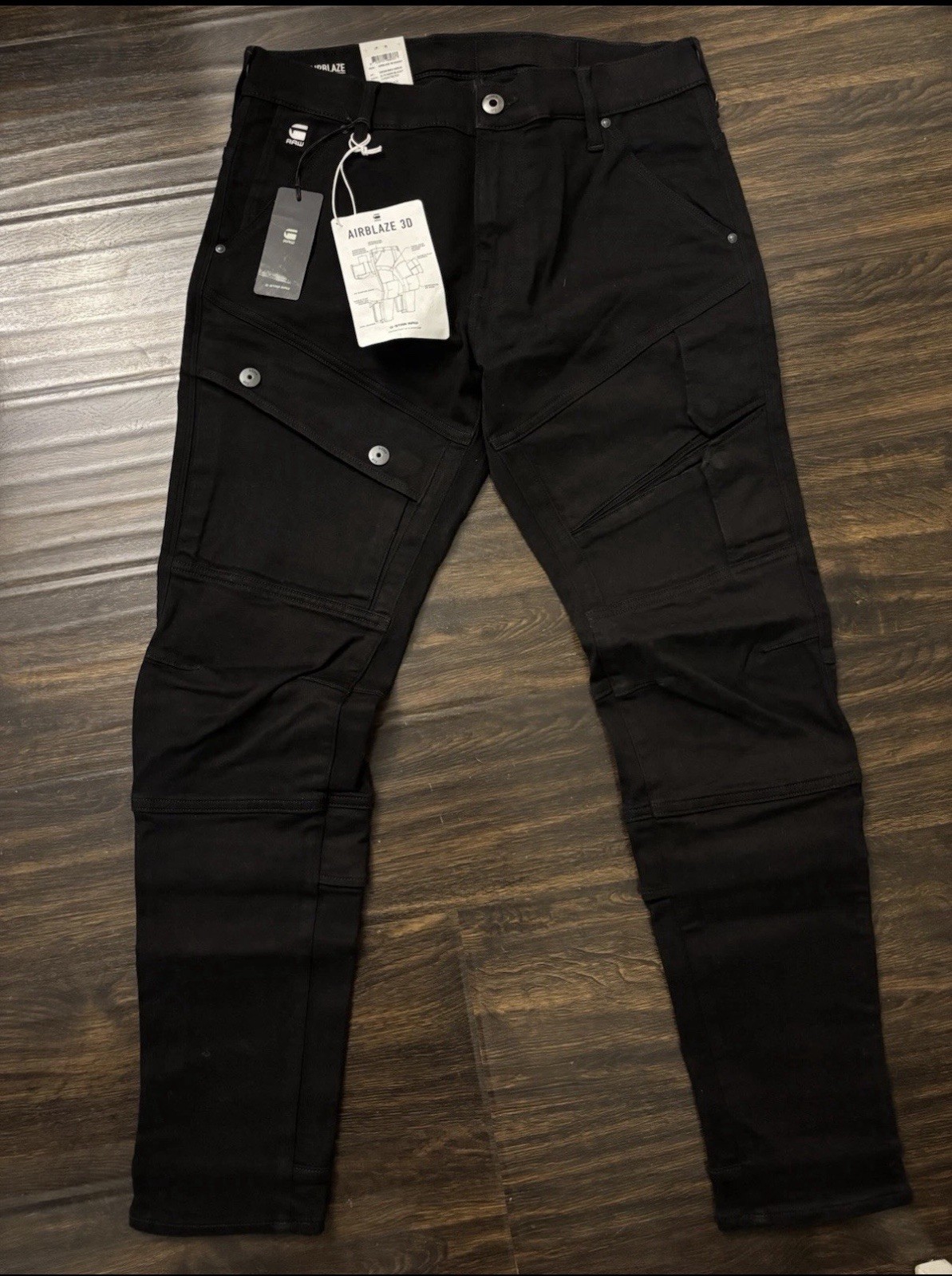 G-Star RAW Airblaze 3D Skinny Jeans Black Stretch Denim Flap Pockets Men