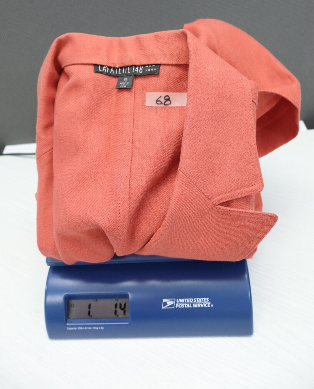 NEW LAFAYETTE 148 Women’s 100% Linen Jacket Long Sleeve Deep Coral Red Size 10