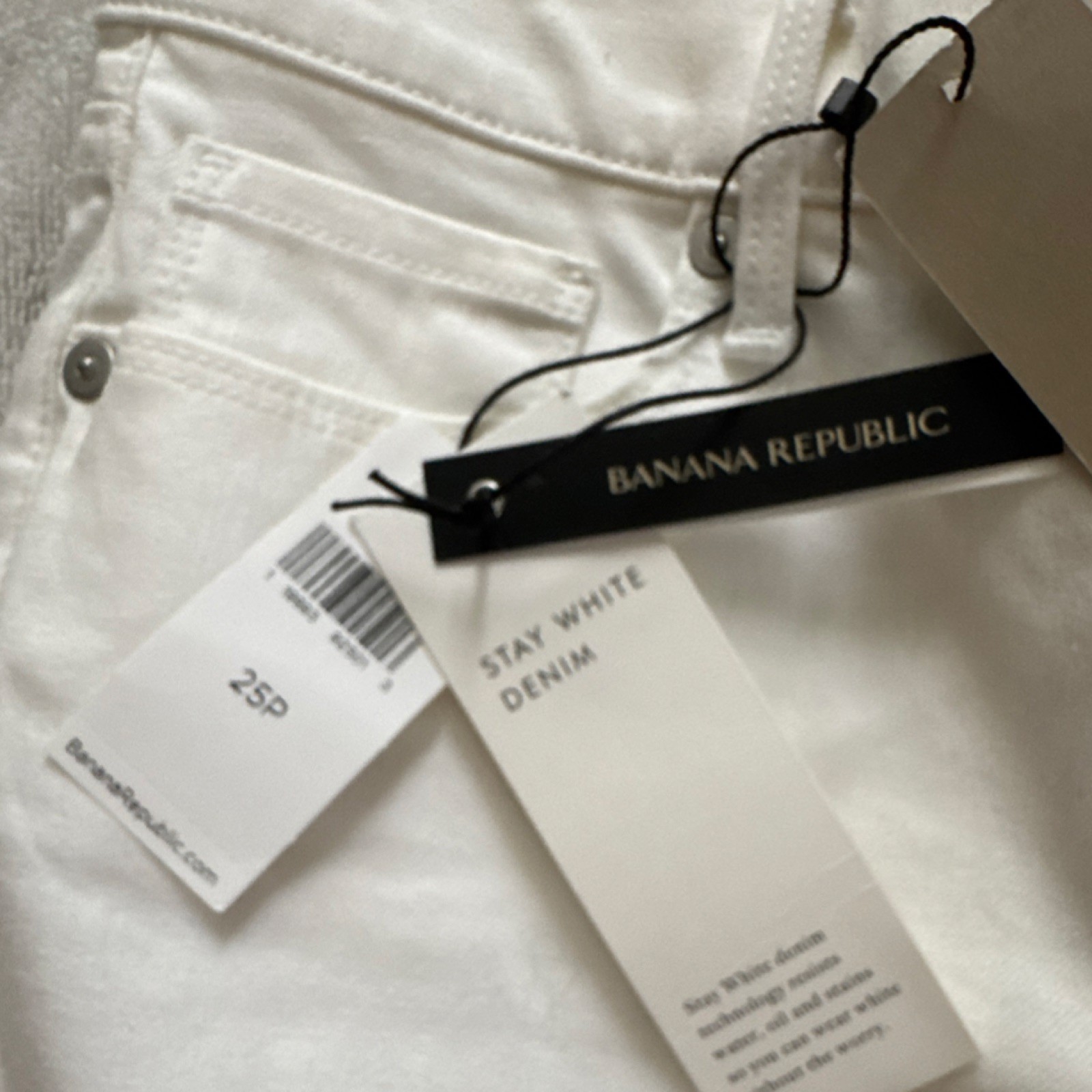 NWT 25P Banana Republic Stay White Denim Skinny Jeans White Petite Women Stretch