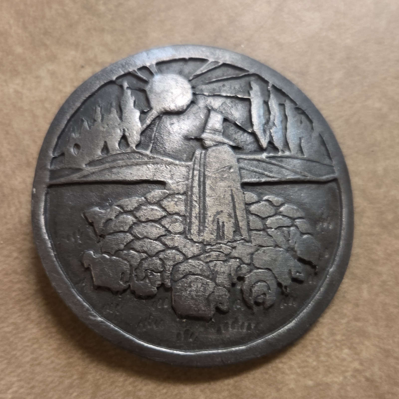 Vintage 1976 “LA Venta” Bloomington, Indiana Belt Buckle, Pewter.