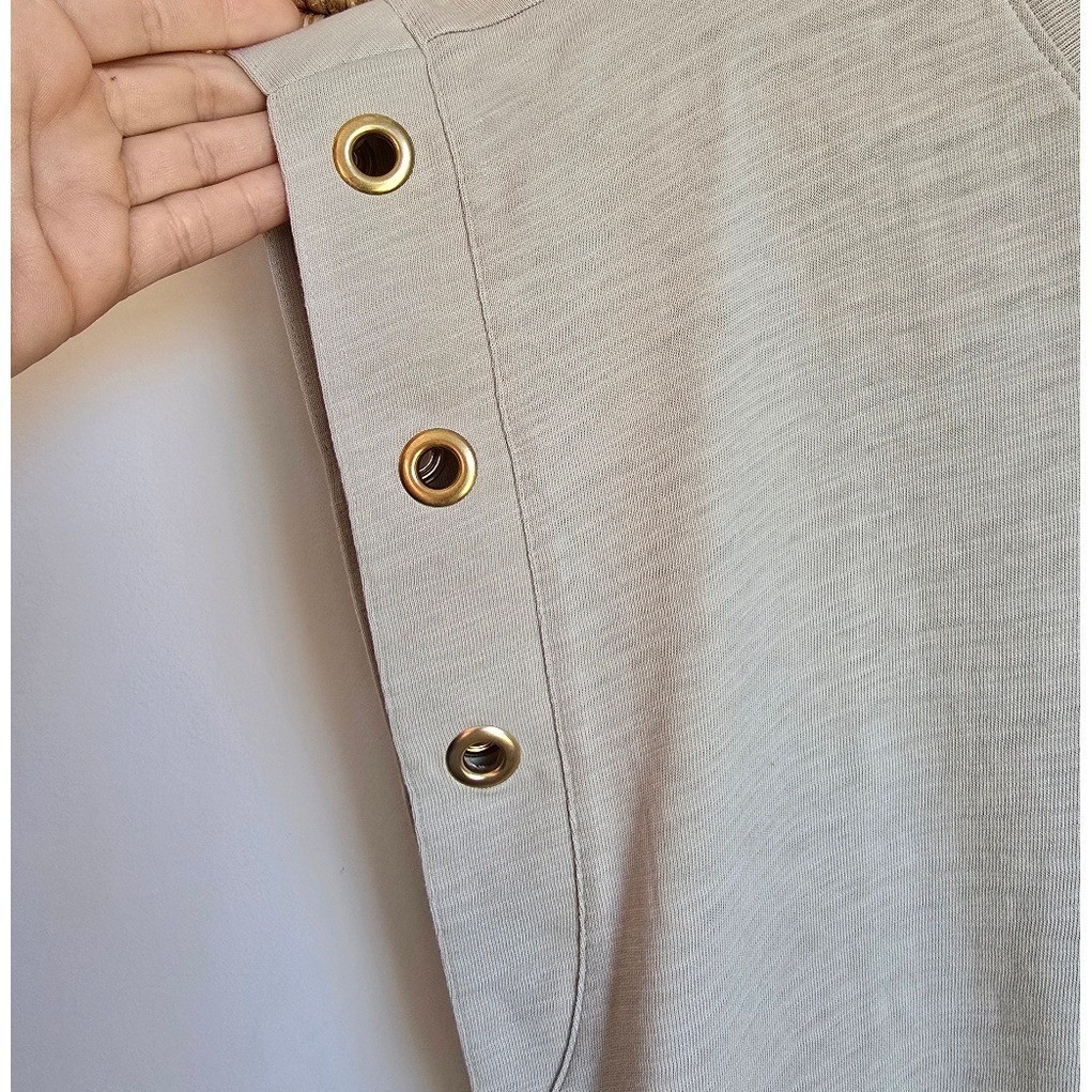 Nation LTD NEW Oran Taupe Pumice Grommet Muscle Tee Tank Top SZ XL Quiet Luxury