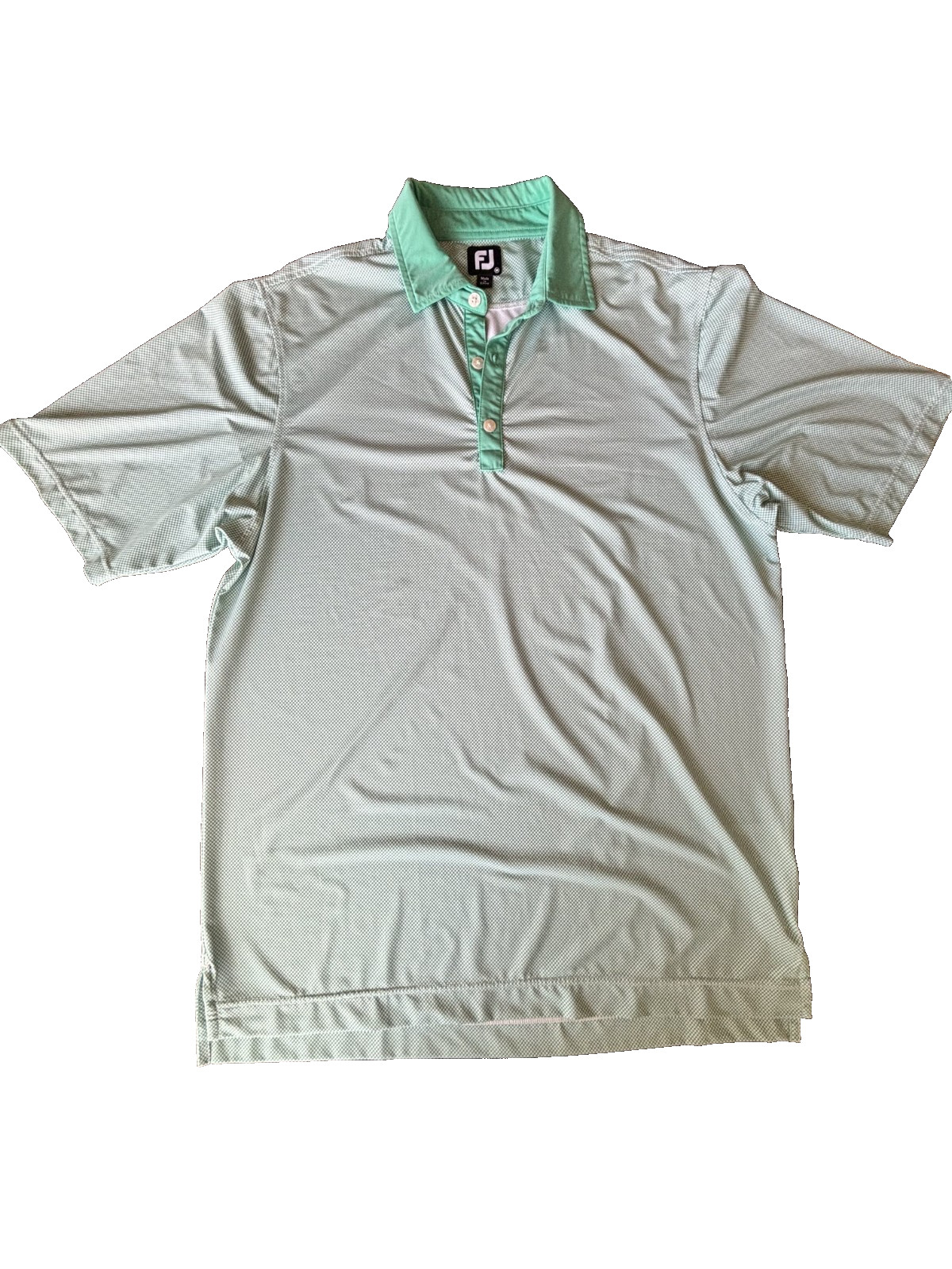 FJ FOOTJOY Mens Green Geo Check Polo Medium