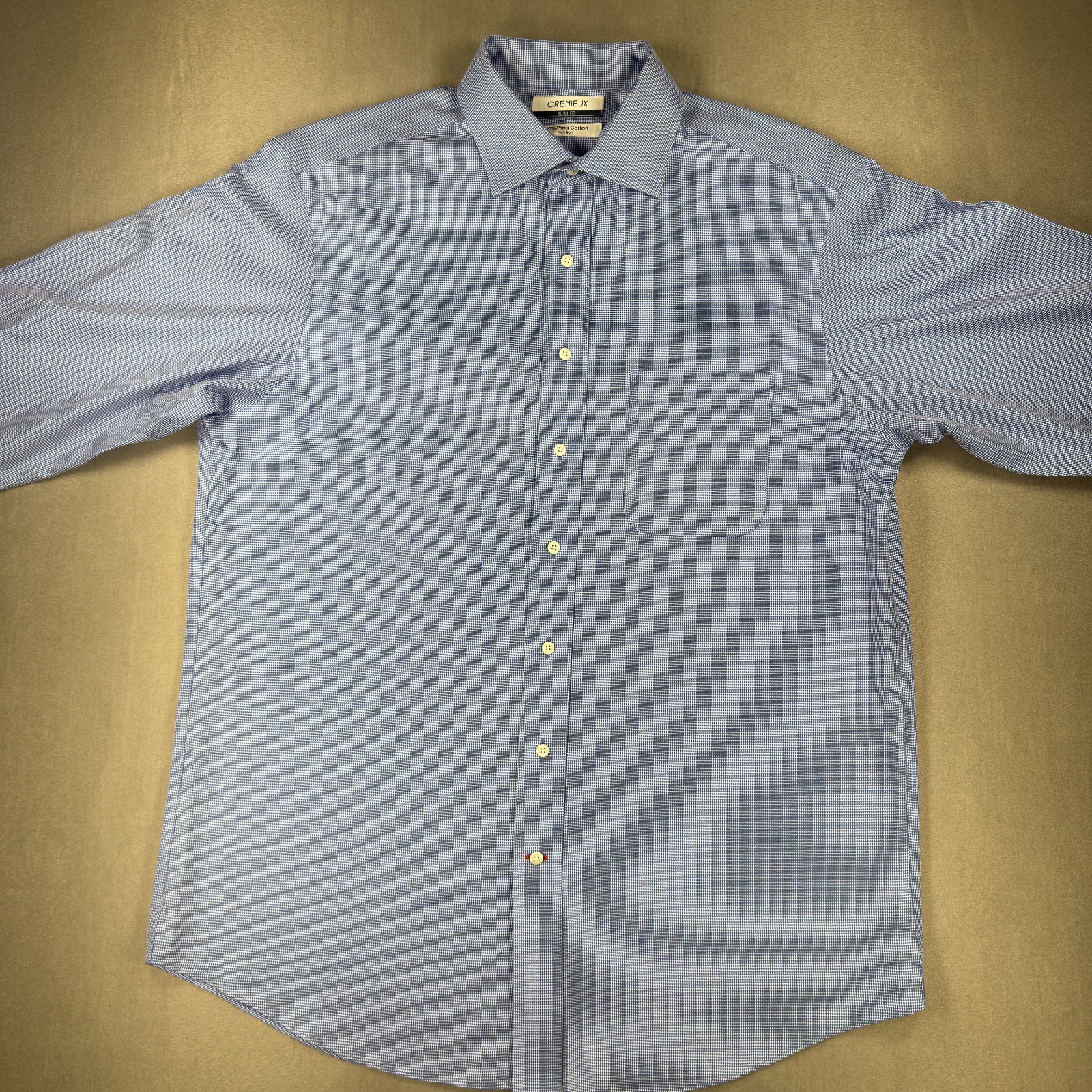 Cremieux Men’s Slim Fit Pima Blue Dot Cotton Non-Iron LS Shirt Sz 16.5 x 33