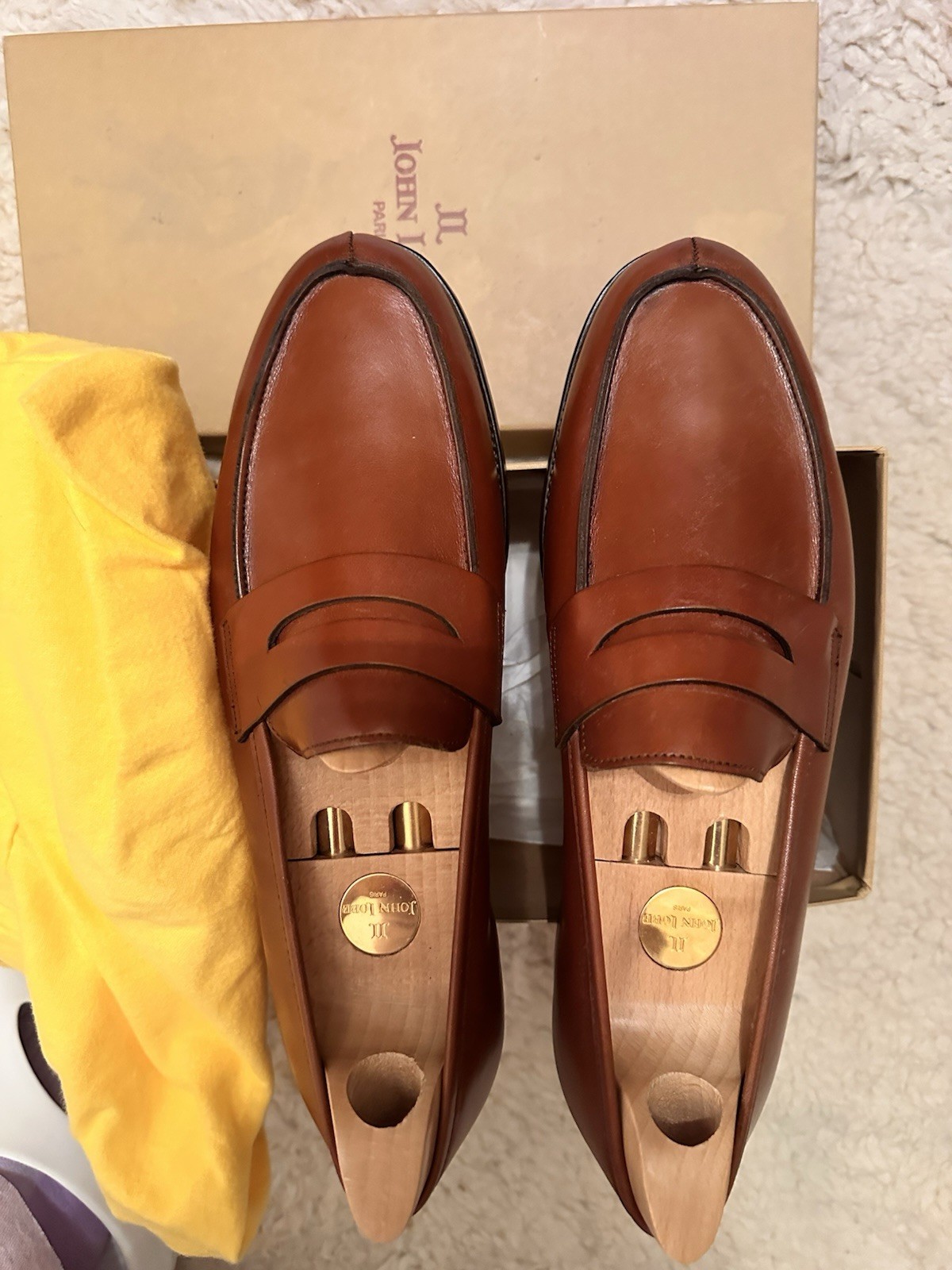 John Lobb Campus Men’s Leather Slip-On Loafers US 9 D Brown Almond Toe