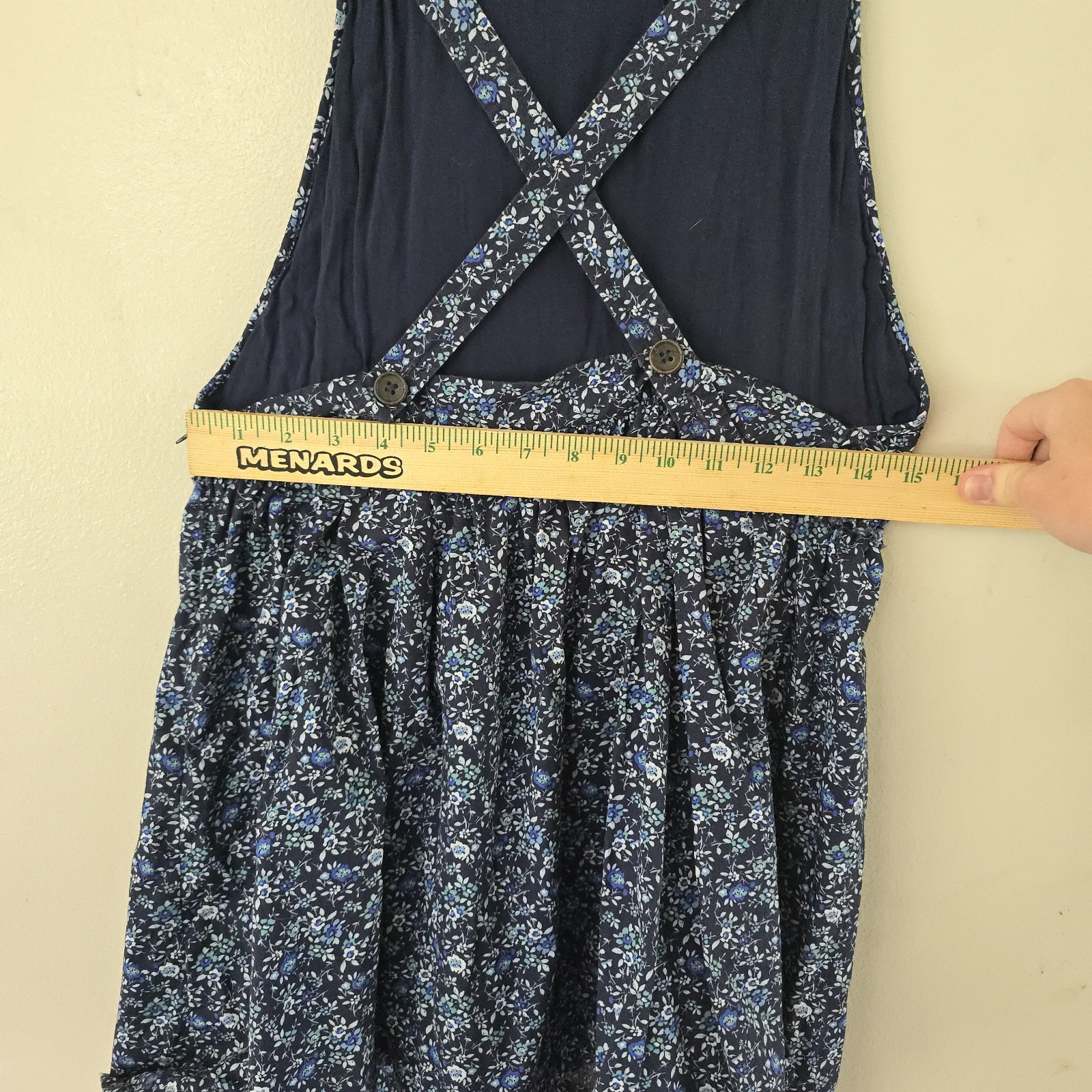 Free People Petunia Mini Dress Cross Back Smocked Blue Ditzy Floral Size S