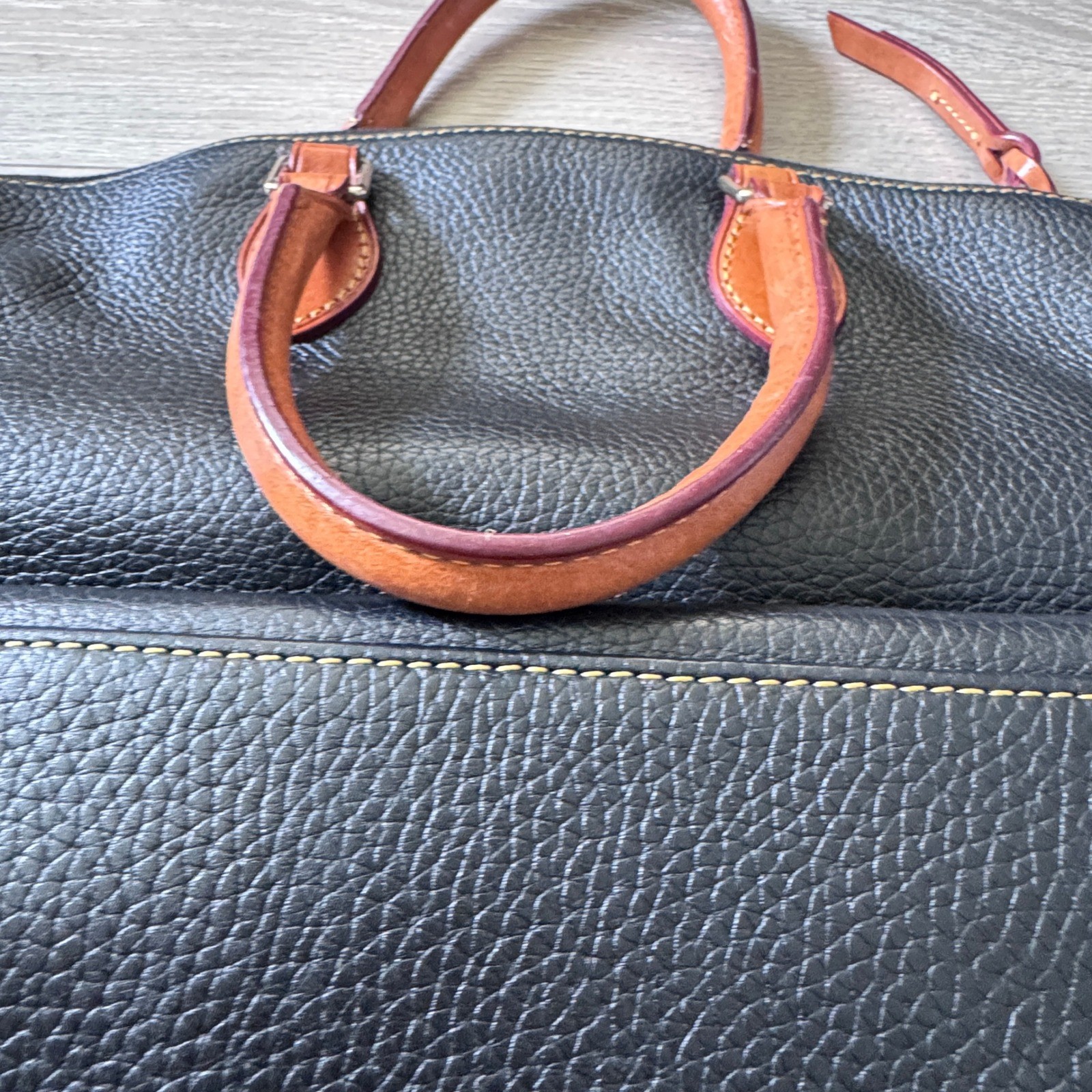 Dooney & Bourke Dillon Black Pebbled Leather Double Pocket Crossbody Bag Purse