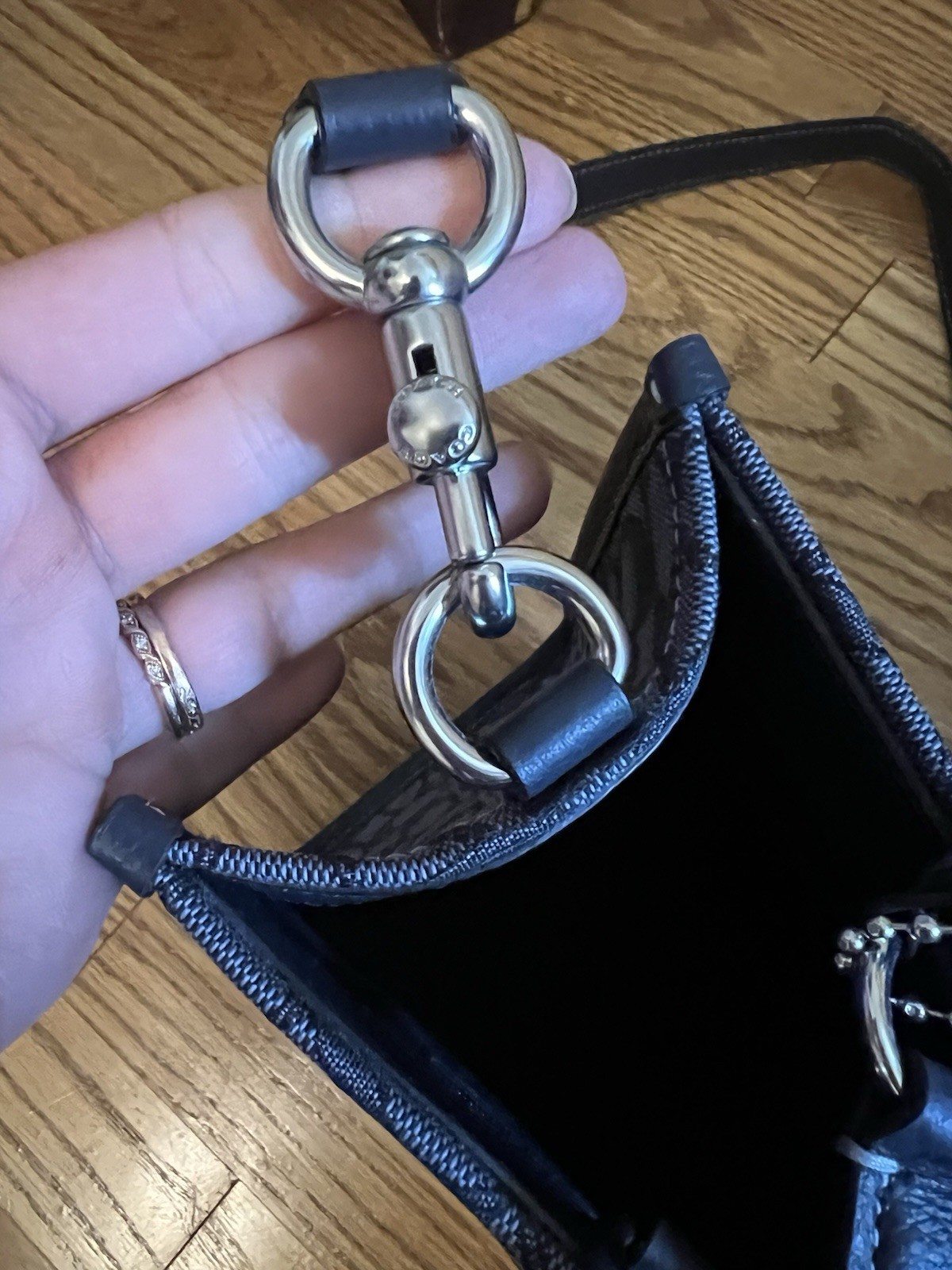 Coach Signature C Gallery Tote Navy Multi Snap Closure w/ Detachable Strap