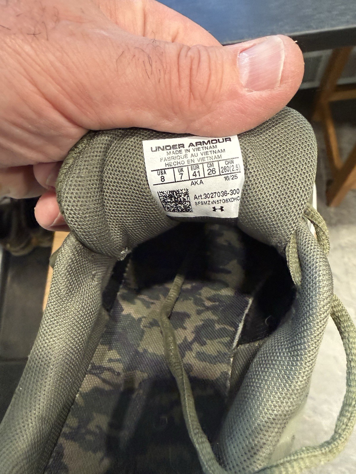 Under Armour Assert 9 Green Camo size 9