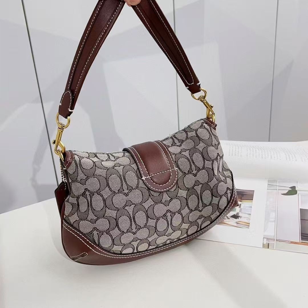 Coach CJ814 Soho Bag Signature Jacquard Maple Brown Shoulder Handbag Outlet New!