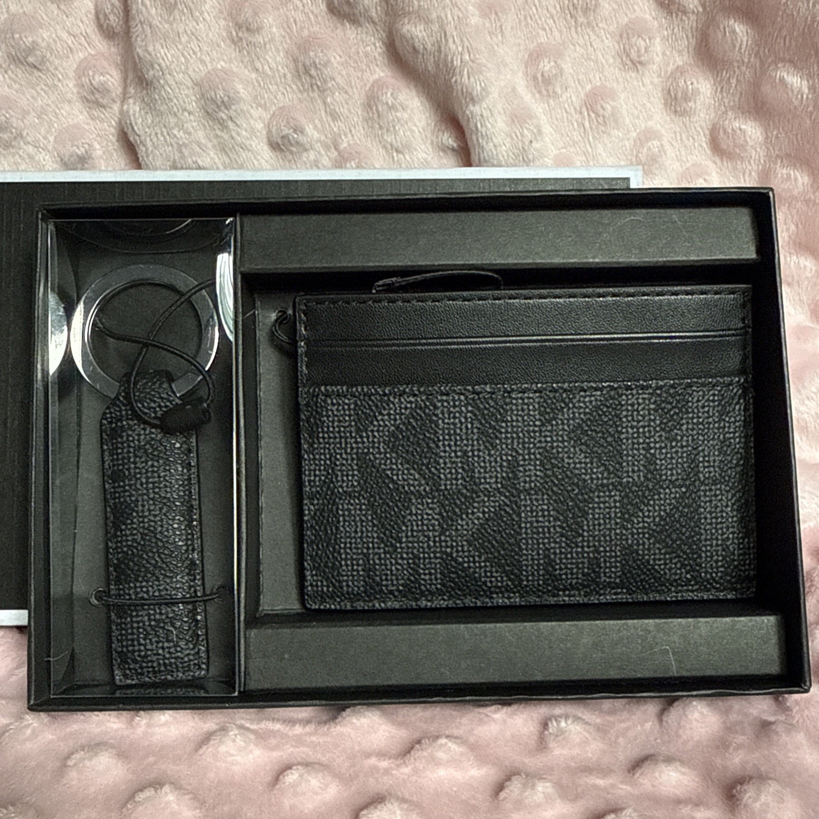 MICHAEL KORS 86F2SGFD1B MEN’S FROM POCKET SLIM CARD HOLDER WITH KEY RING NIB $98