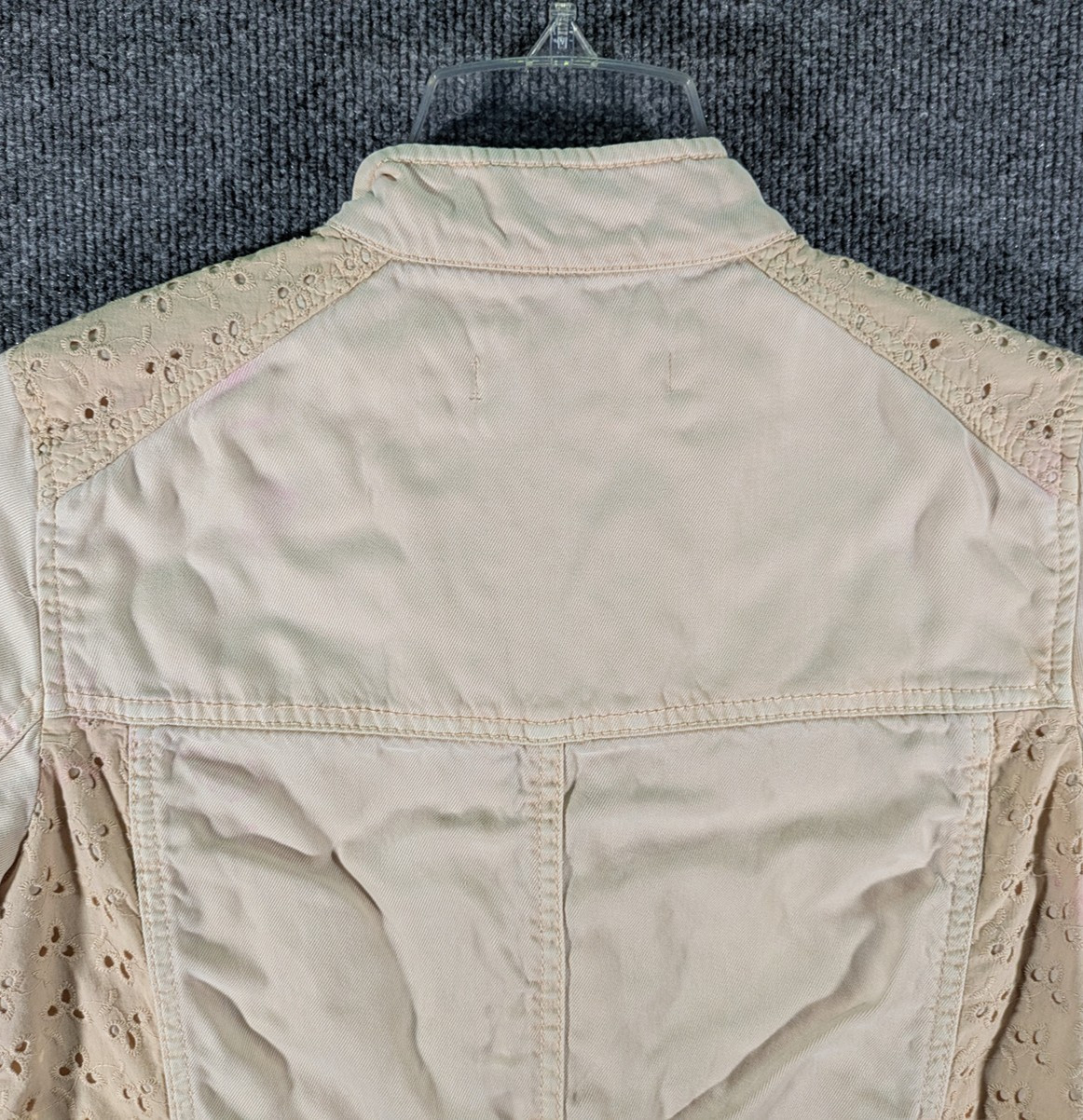 Max Jeans Jacket Women’s Small Khaki Military Utility Drawstring Lightweight