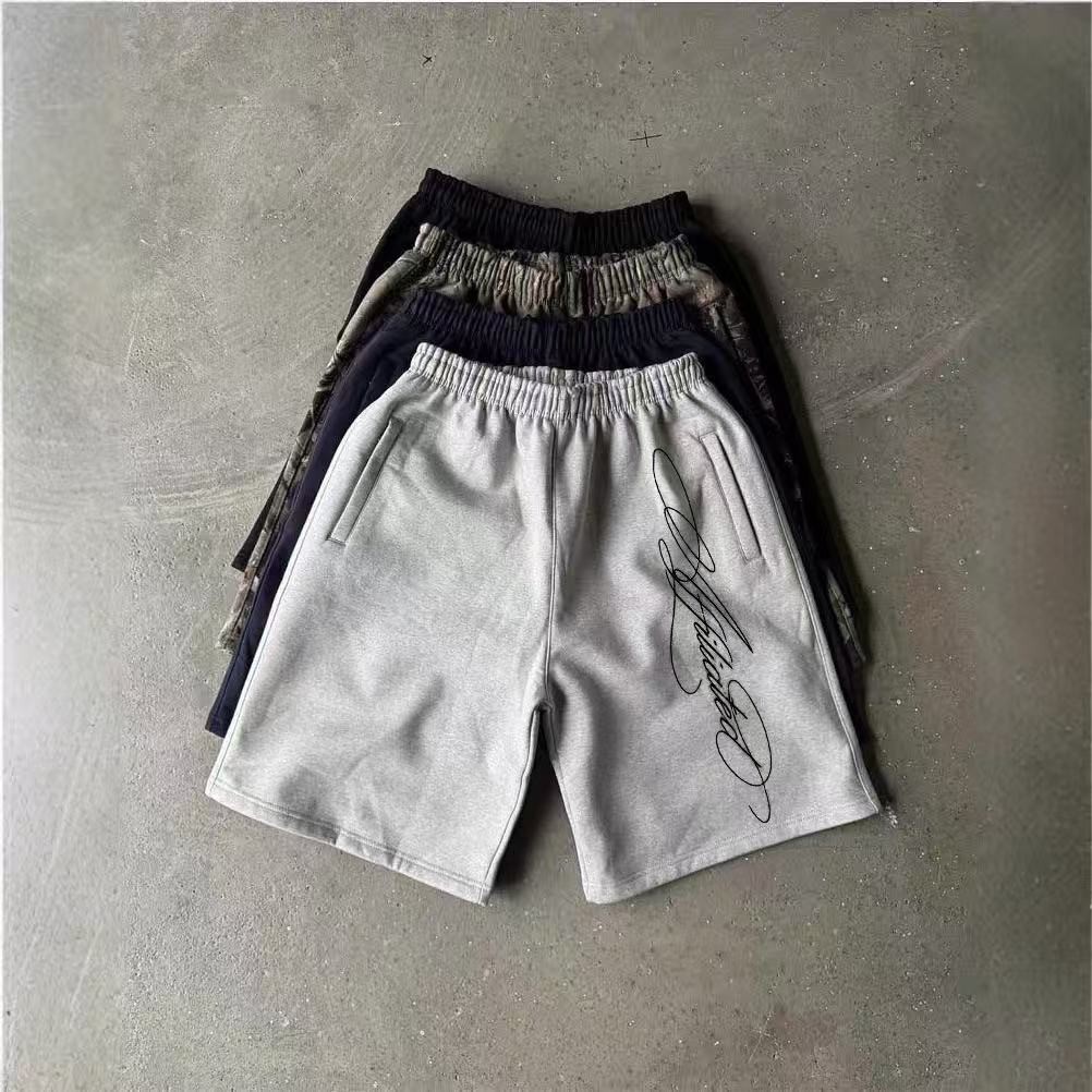 Men’s Y2K Streetwear Letter Print Shorts Loose Fit Casual Hip Hop Summer Sweat