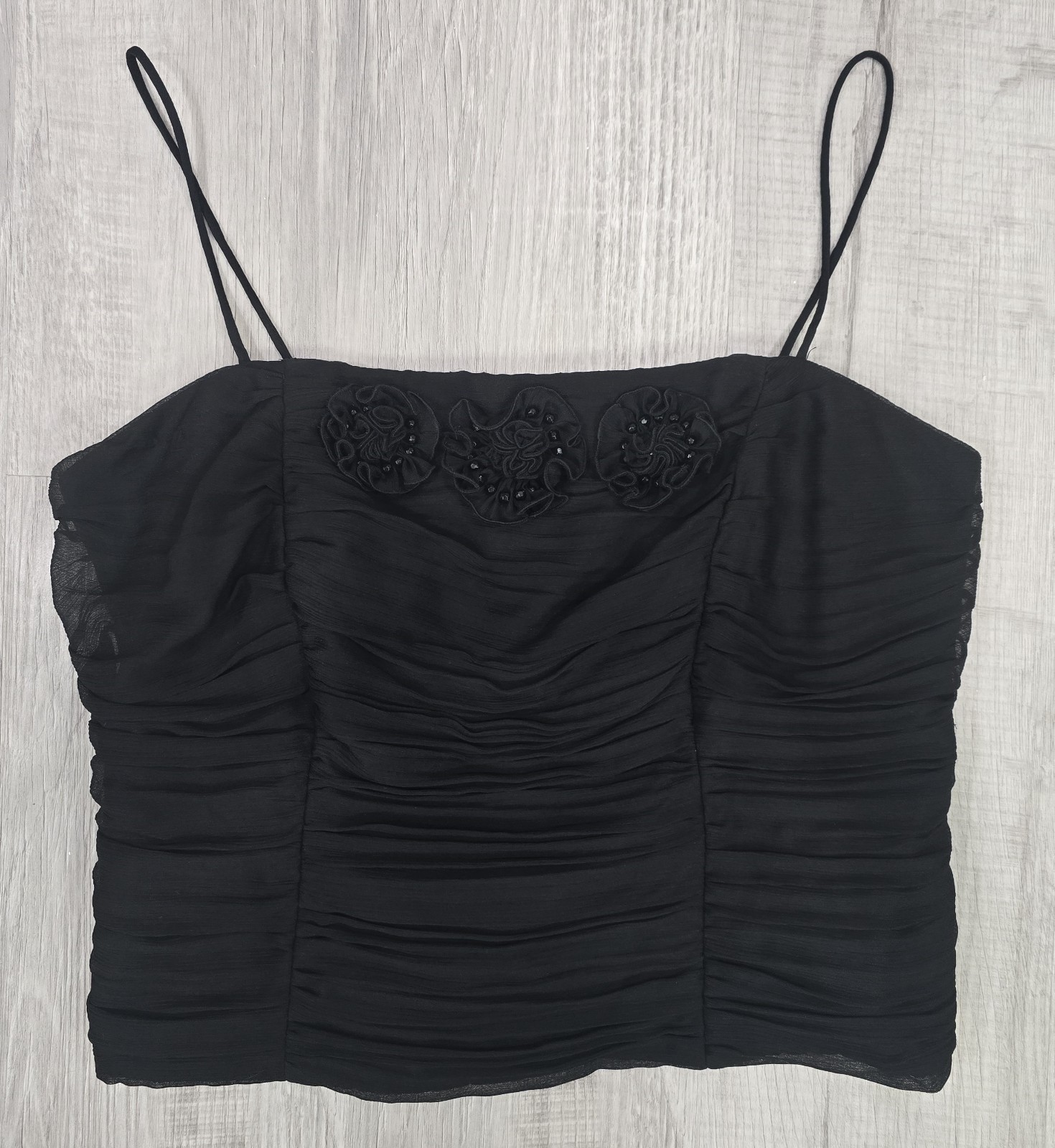 Expo New York 2 Pc Black Cropped & Ruched Top Set Women’s Size 12