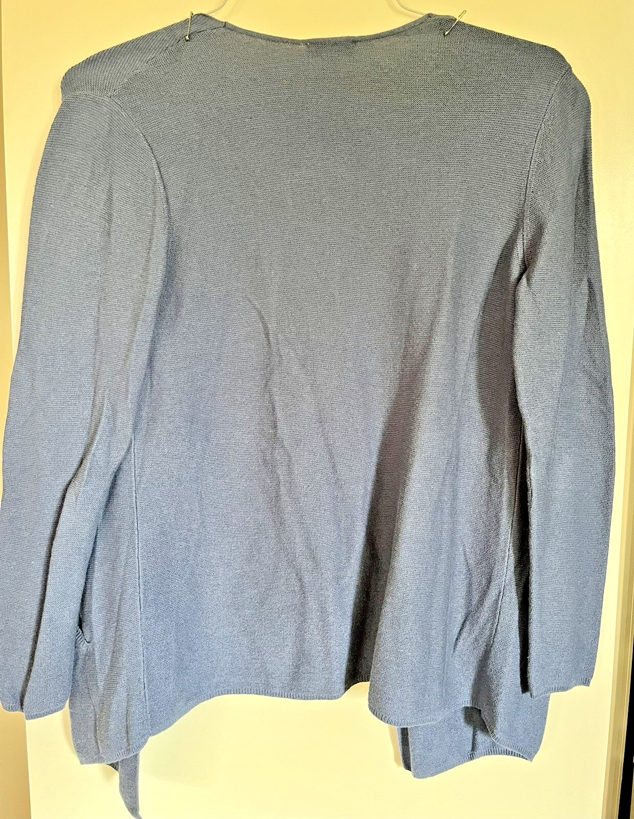 J.Jill Blue Wool Silk Cotton Open Cardigan Sweater Small Petite SP 26” Long Knit