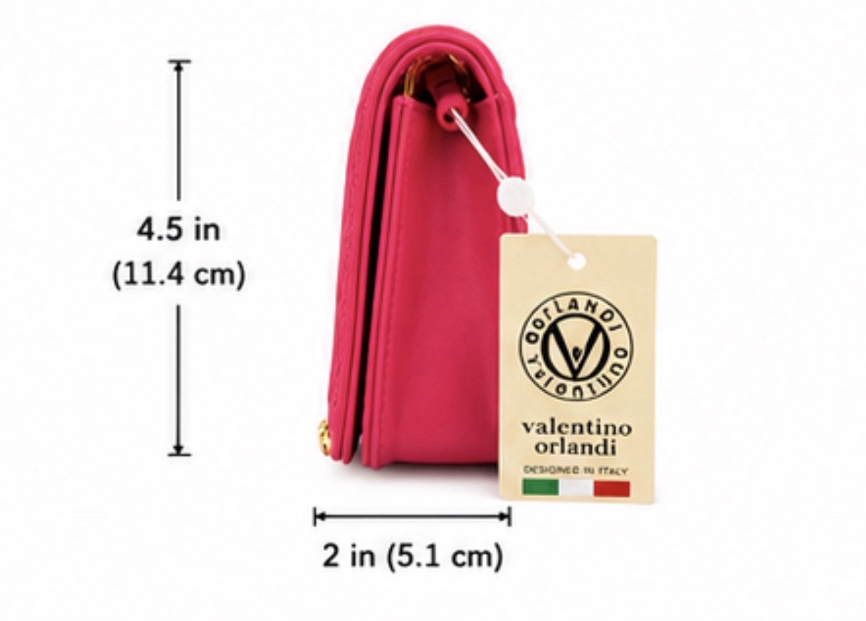 NWT Beautiful Valentino Orlandi Bright Pink Quilted Crossbody Bag Chain Strap