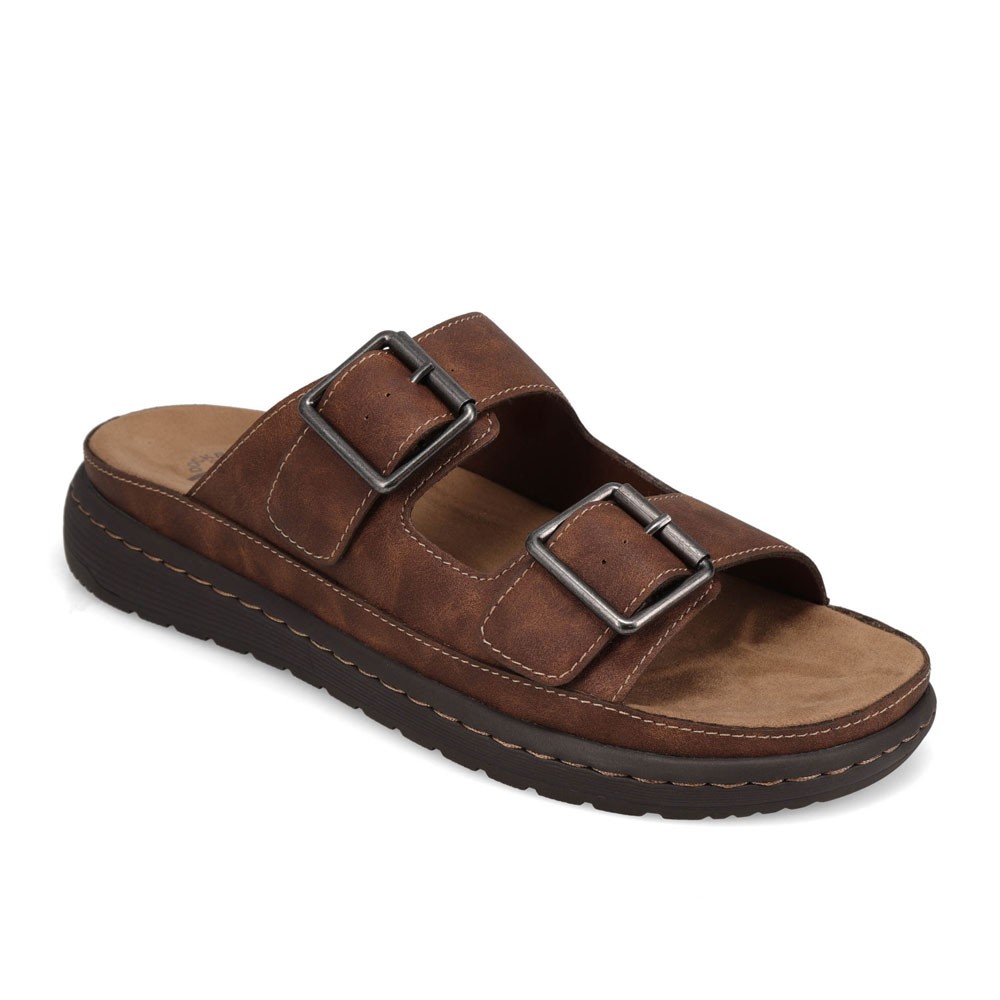 Dockers Mens Santorini Tumbled Full Grain Open Toe Buckle Sandal