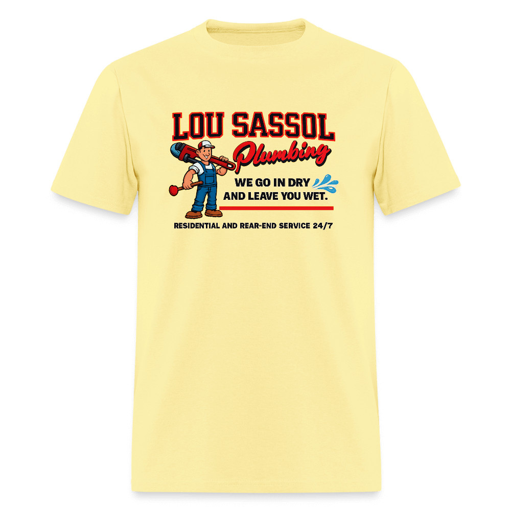Lou Sassol Plumbing Funny Men’s T-Shirt – Adult Humor Graphic Tee