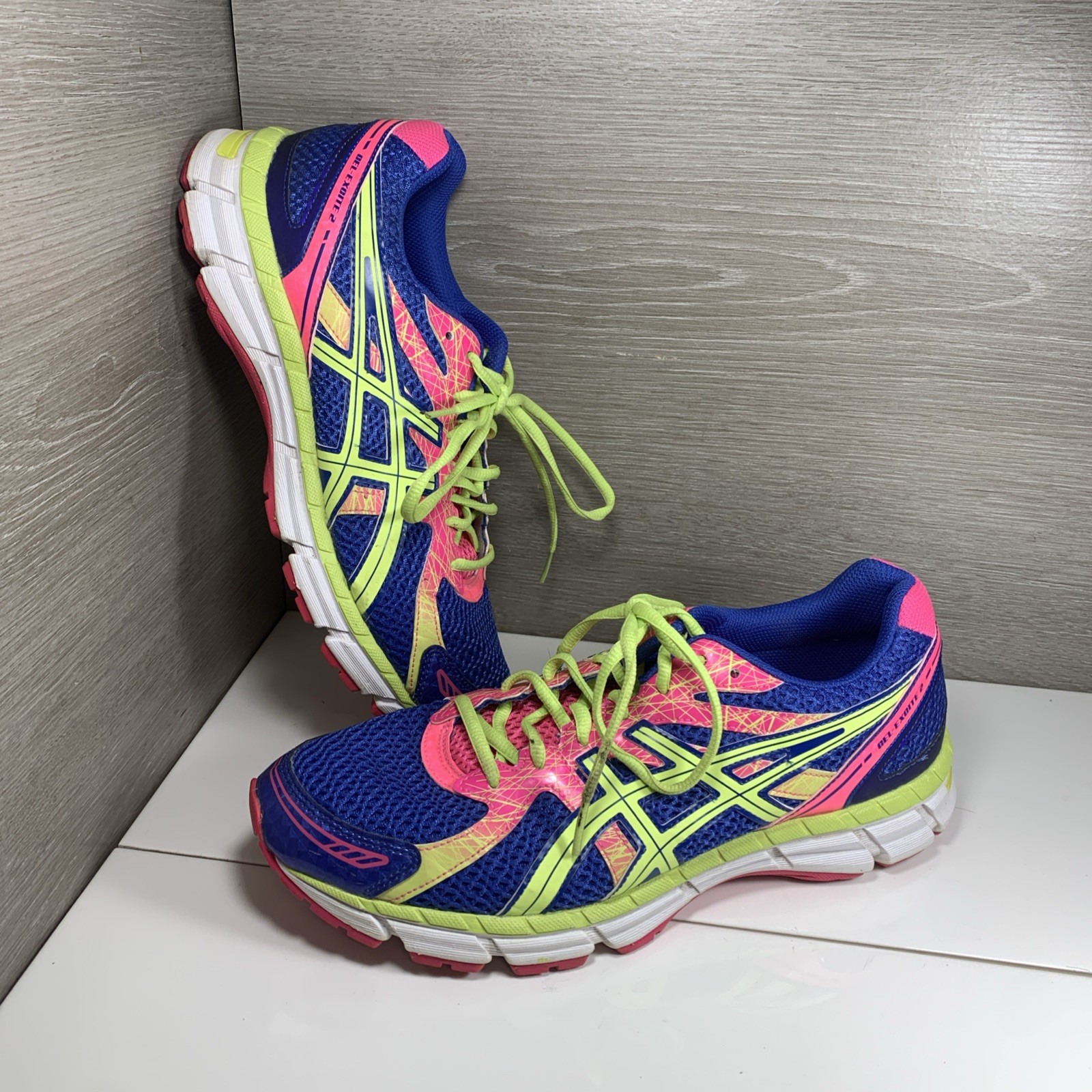 ASICS GEL-Excite 2 Running Athletic Shoes Womens Size 11 T473N Pink Green Blue