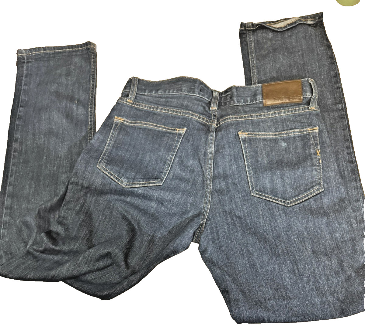 Express Jeans Mens 32 36 Slim Straight Fit Stretch Dark Wash Blue Denim