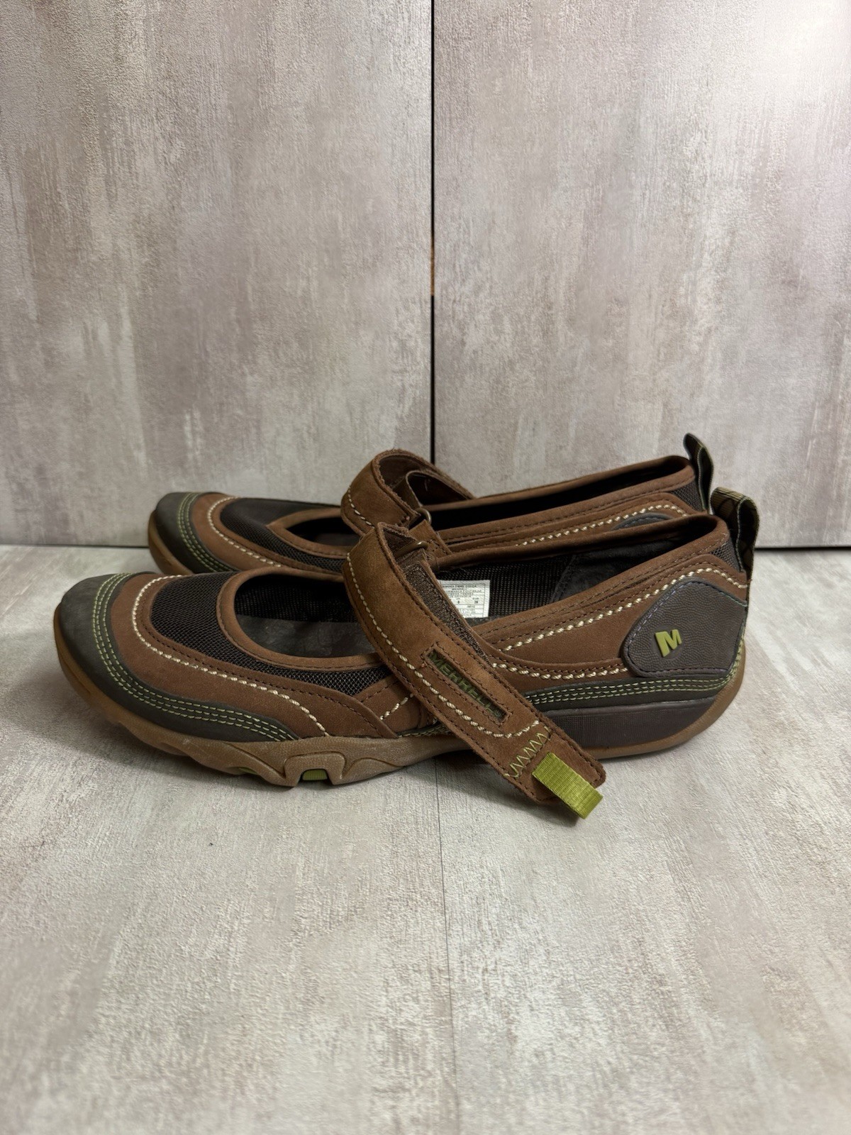 Merrell Women’s Mimosa Emme Cocoa Brown Leather Mary Jane Flat Shoes Size 8.5